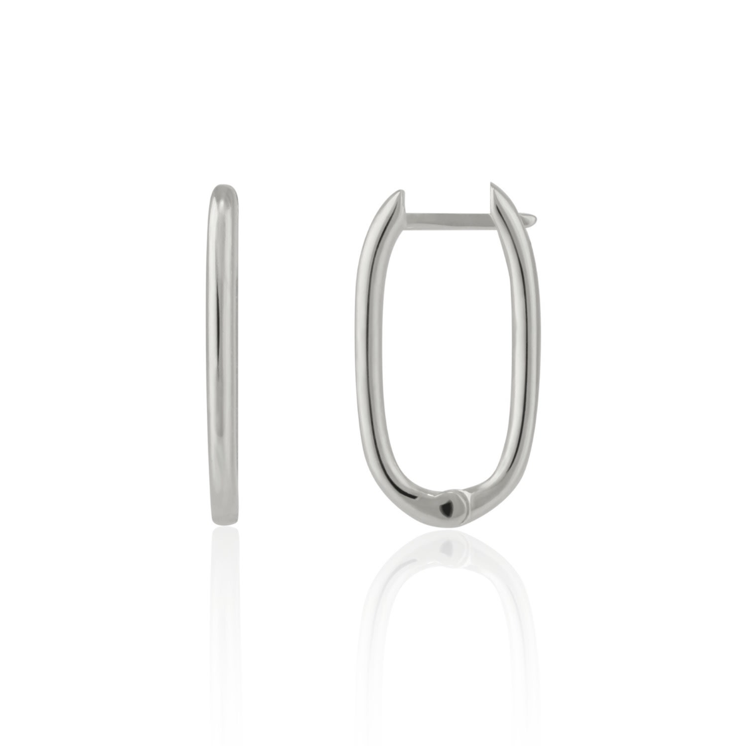 Spero London Women's Oval Rectangular Sterling Silver Hoop Earring In White