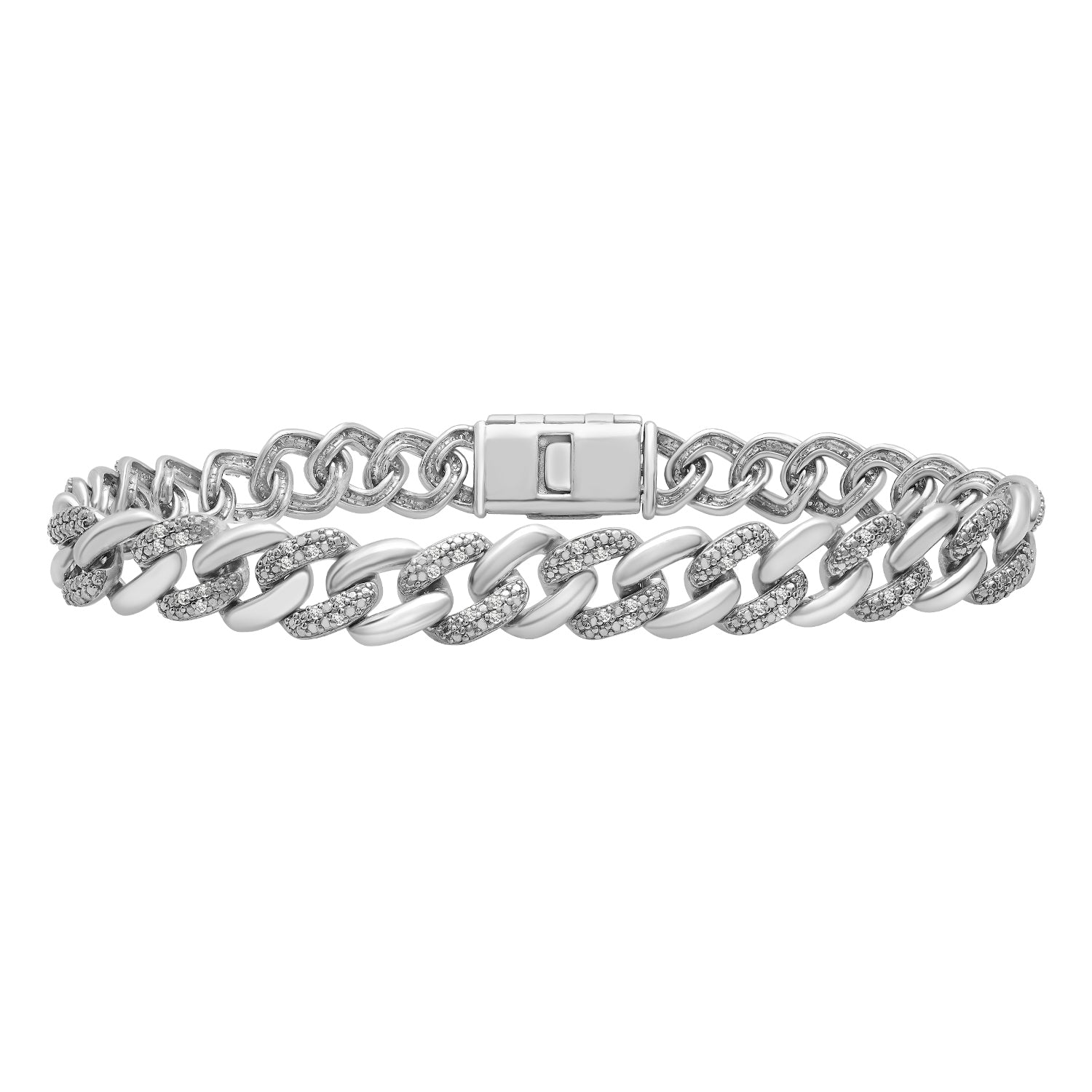 Men’s Silver Diamond Curb Link Bracelet Miki & Jane