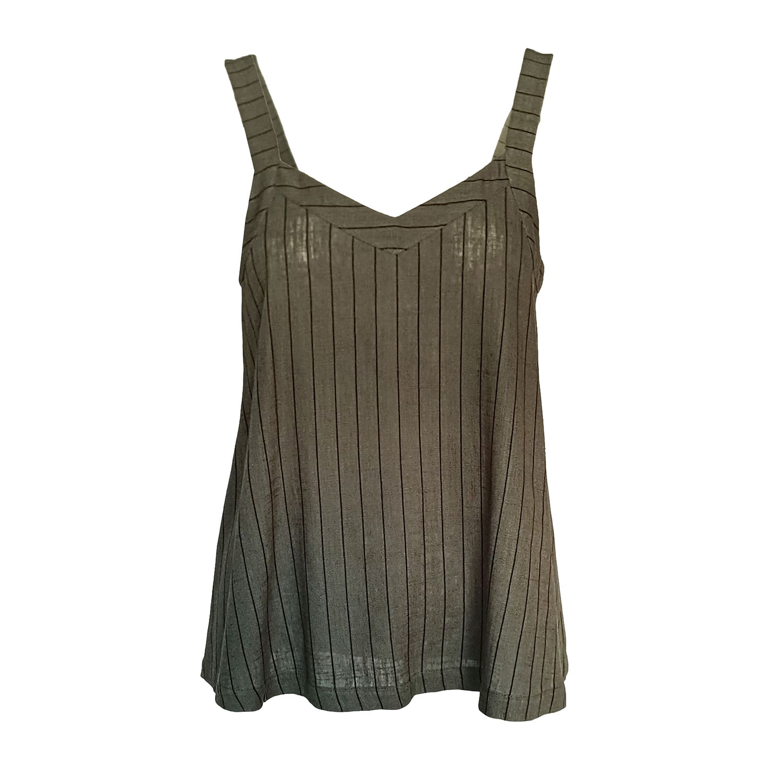 Haris Cotton Women's Linen Blend Tie Back Top With Straps-army Green In Green