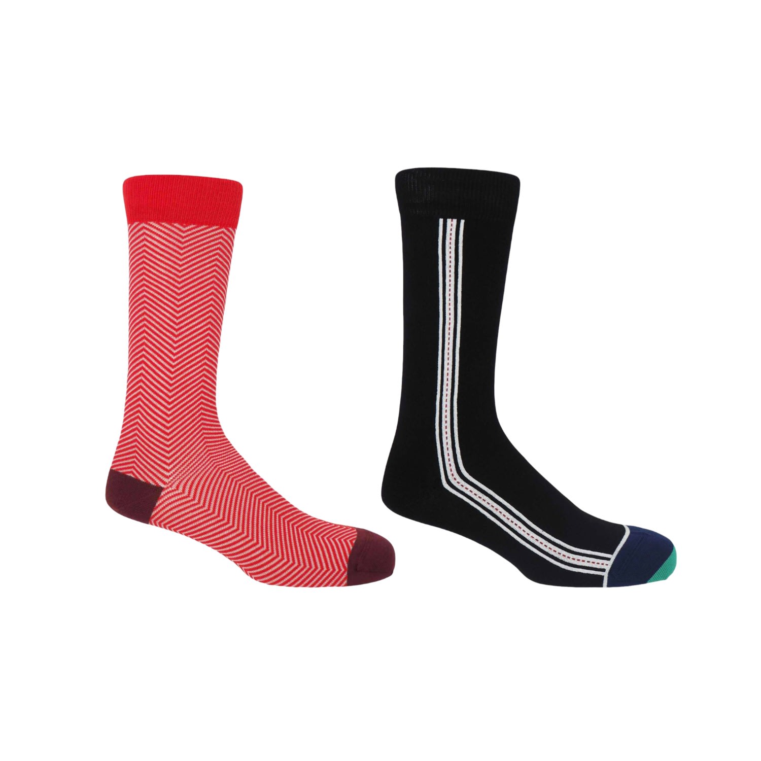 Red Lux Taylor & Black Andover Men’s Socks Two Pack One Size Peper Harow - Made in England