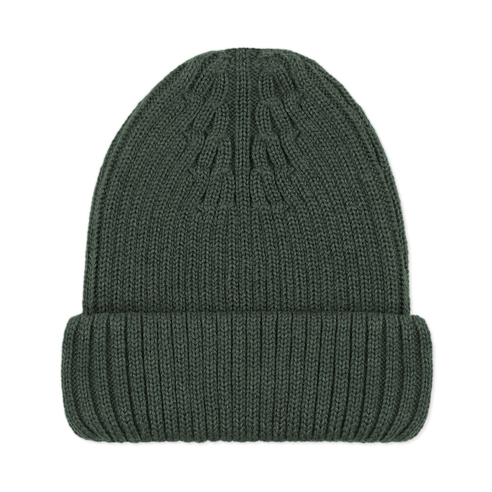 Women’s Heavyweight Ribbed Extra Fine Merino Beanie - Hunter Green Medium Paul James Knitwear