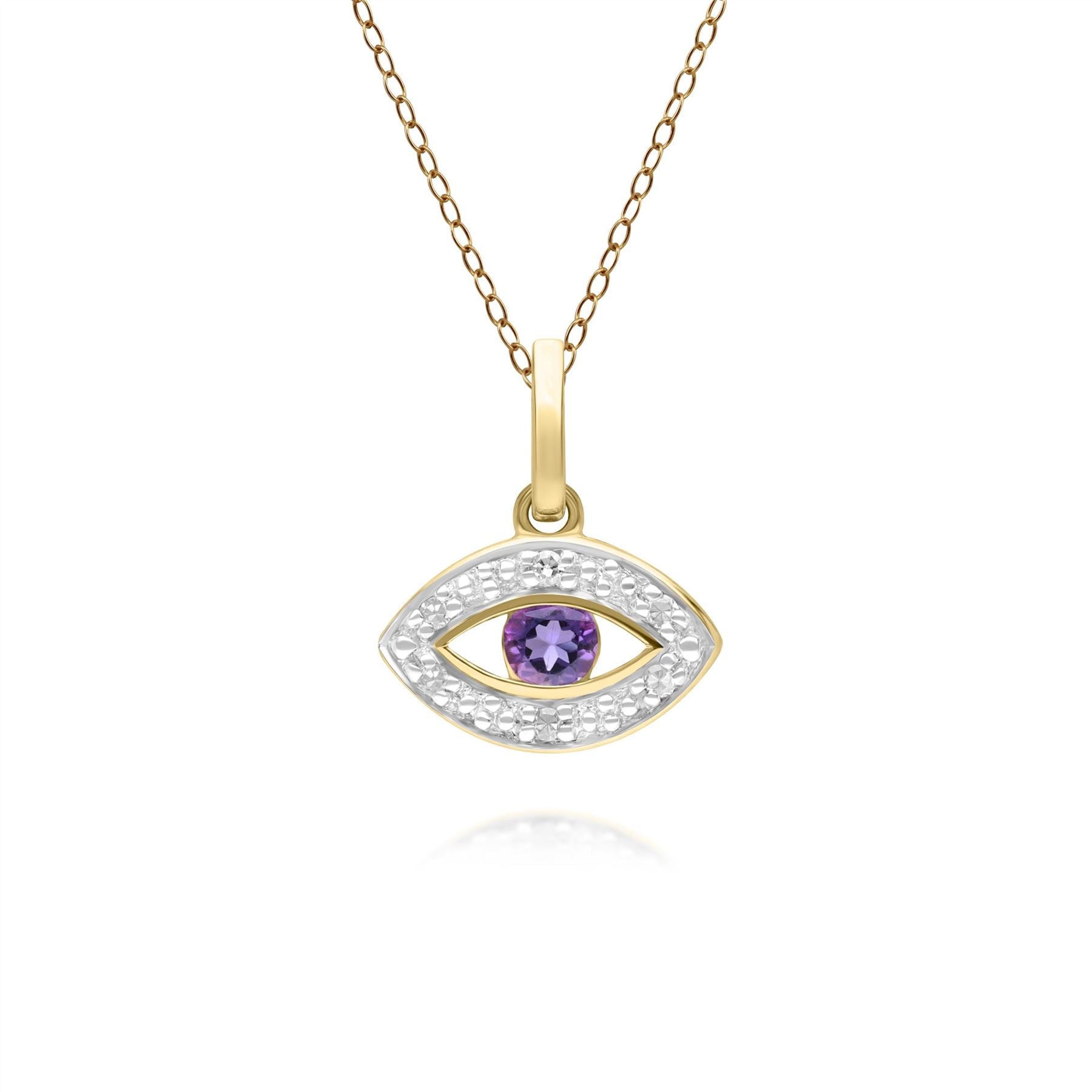 Women’s Gold / Pink / Purple Evil Eye Amethyst & Diamond Pendant In Yellow Gold Gemondo