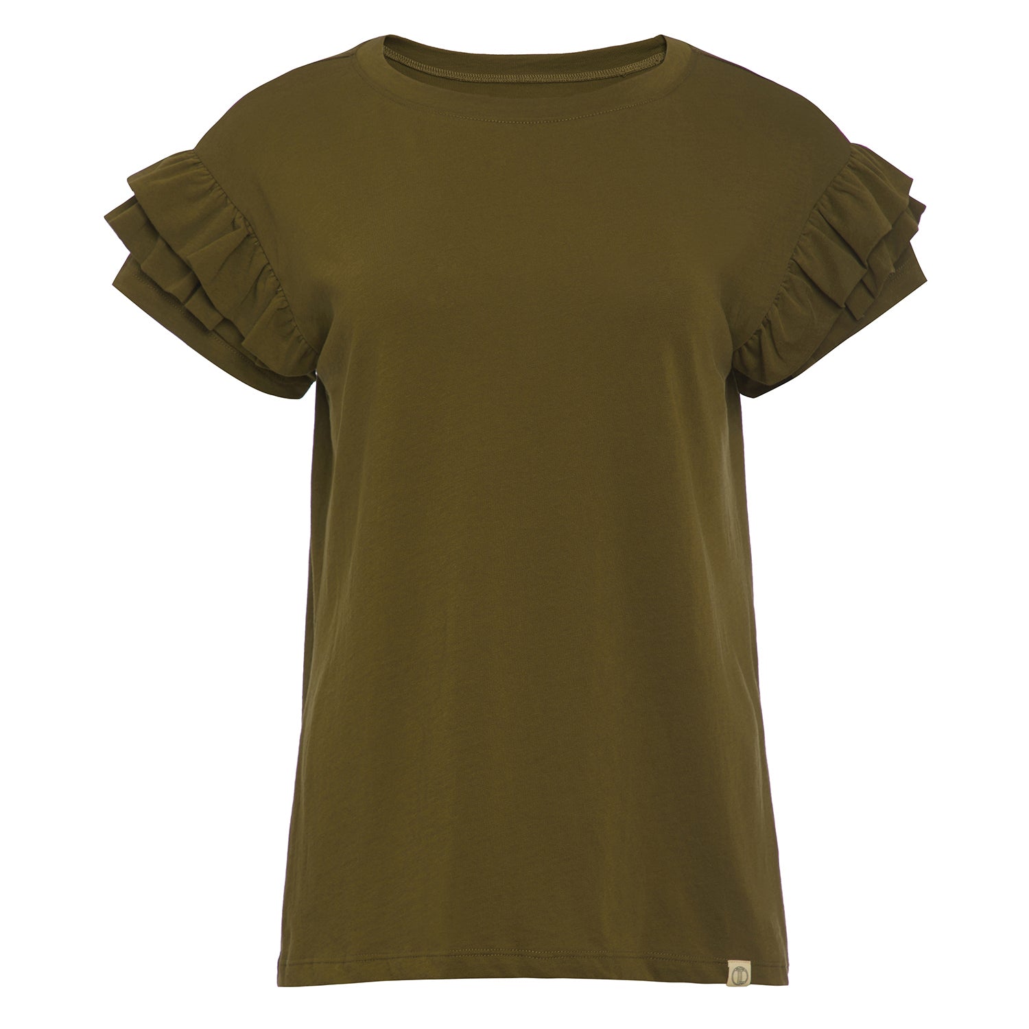 Lovetrust Women's Green Ella Ruffle Sleeve Tee - Olive In Green