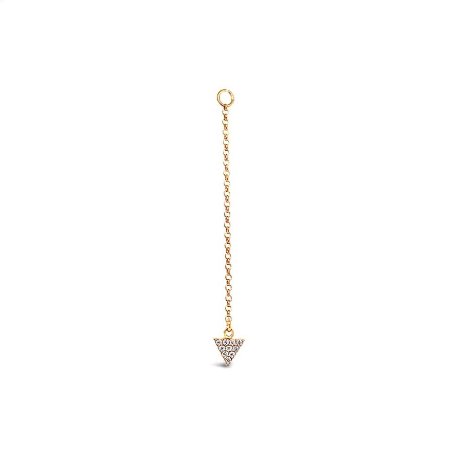 Lutiro Women's Single Earring Triangle Cz Charm With Chain - Gold In Gold