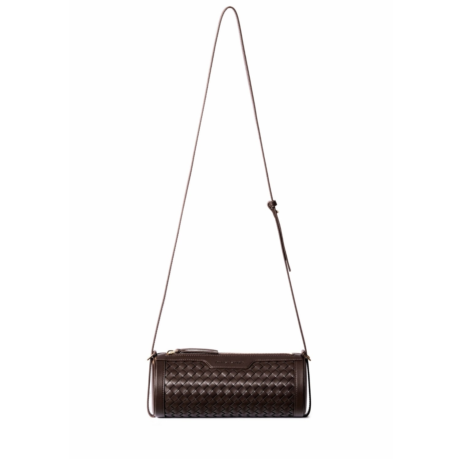 Owlish Studio Women's Brown Reef Woven Vegan Leather Cylinder Bag - Espresso In Black