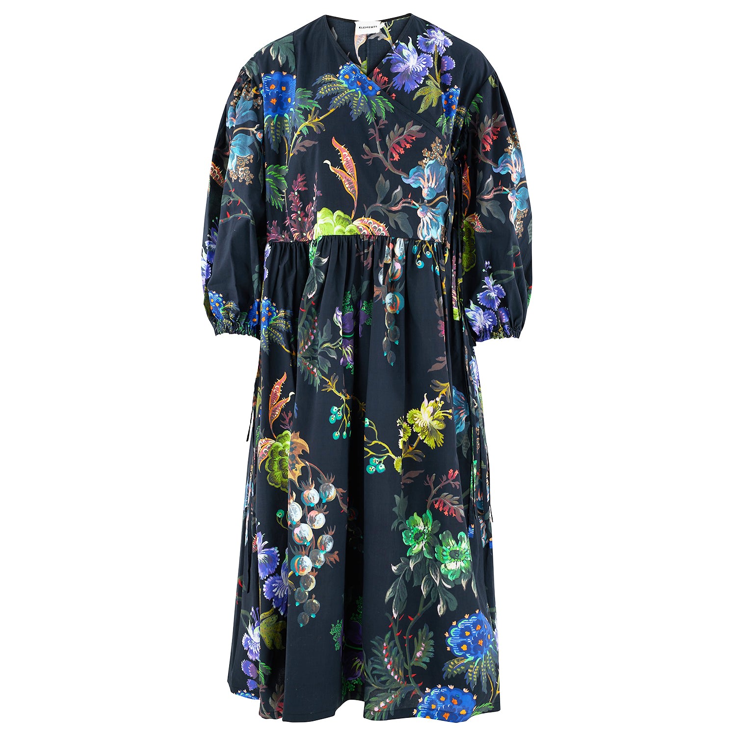 Women’s Georgie Wrap Dress Witchflower Print Organic Cotton Medium Klements