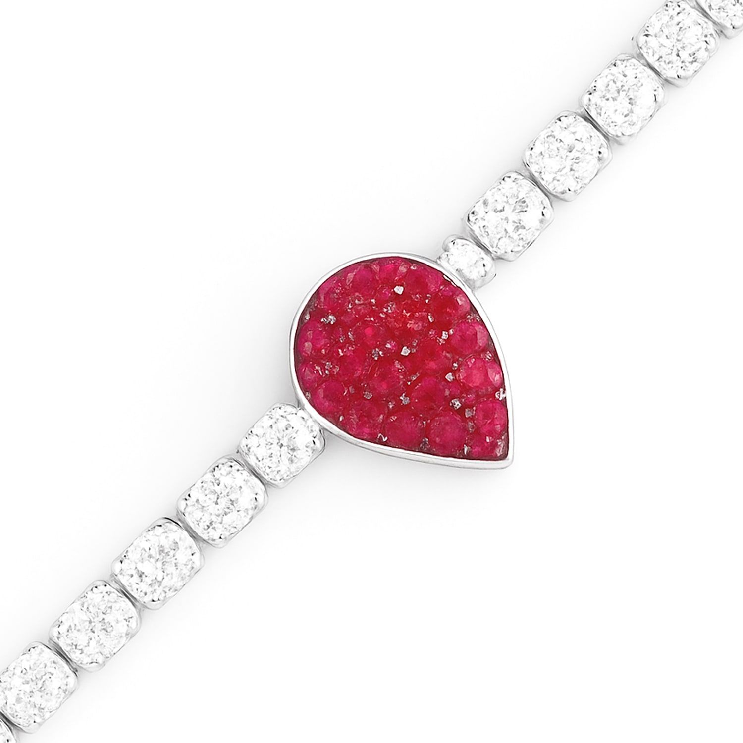 The Gala Women's Silver / Red Ruby Teardrop Bracelet In Multi