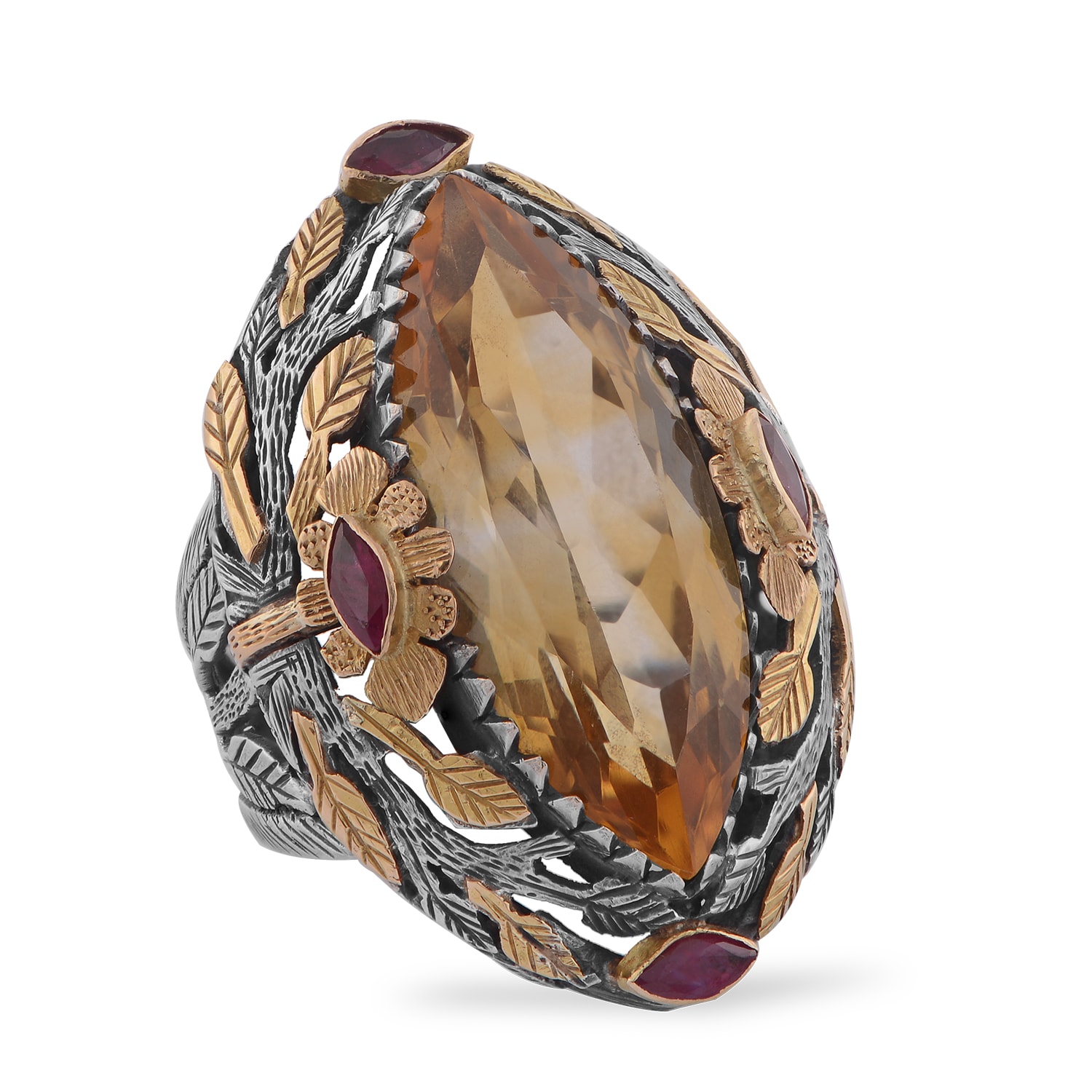 Women’s Gold / Red / Yellow Citrine Ruby Bollywood Cocktail Ring Emma Chapman Jewels