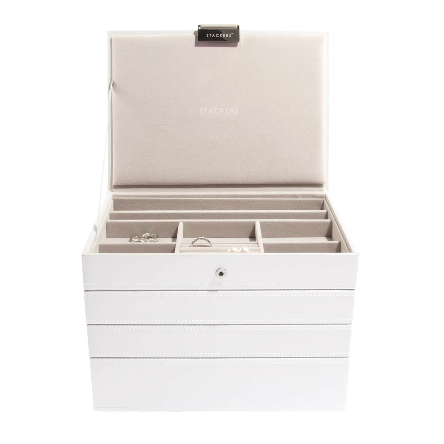 Women’s White Classic Jewellery Box Set Of 4 Stackers