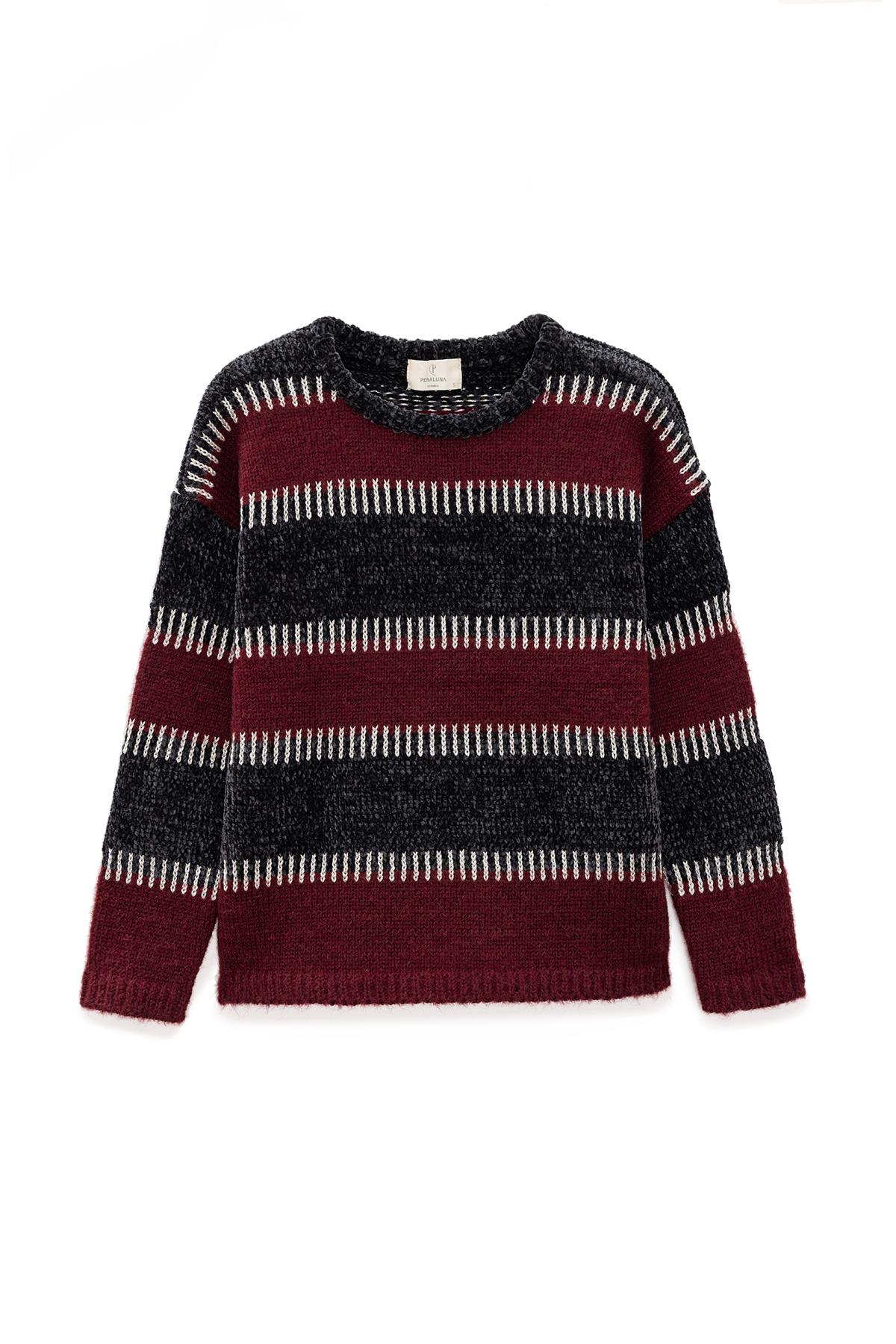 Peraluna Women's Liliane Stripe Knit Jumper In Burgundy Multi In Red