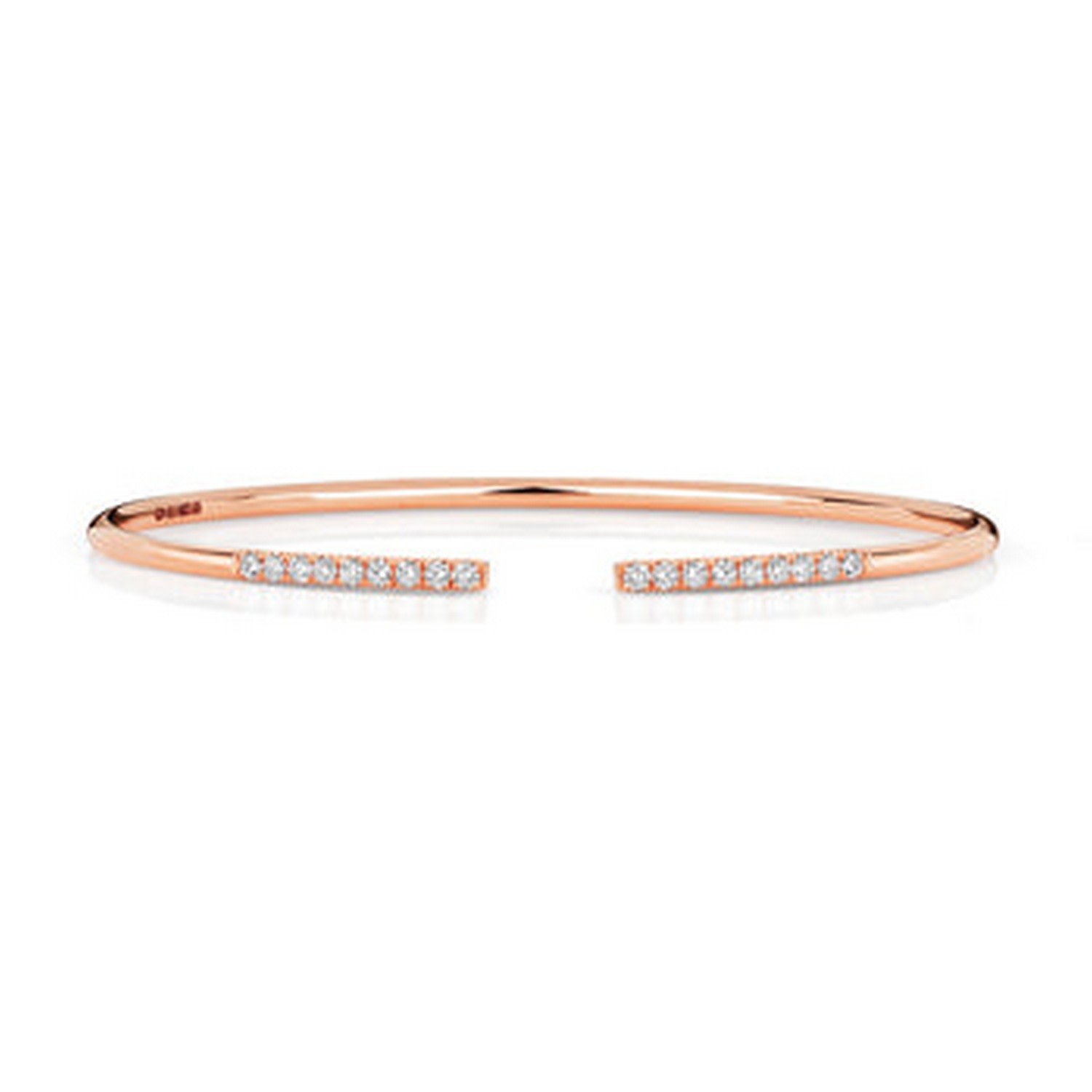 Cervin Blanc Women's Diamond Open Bangle In 18ct Rose Gold Stackable In Gold