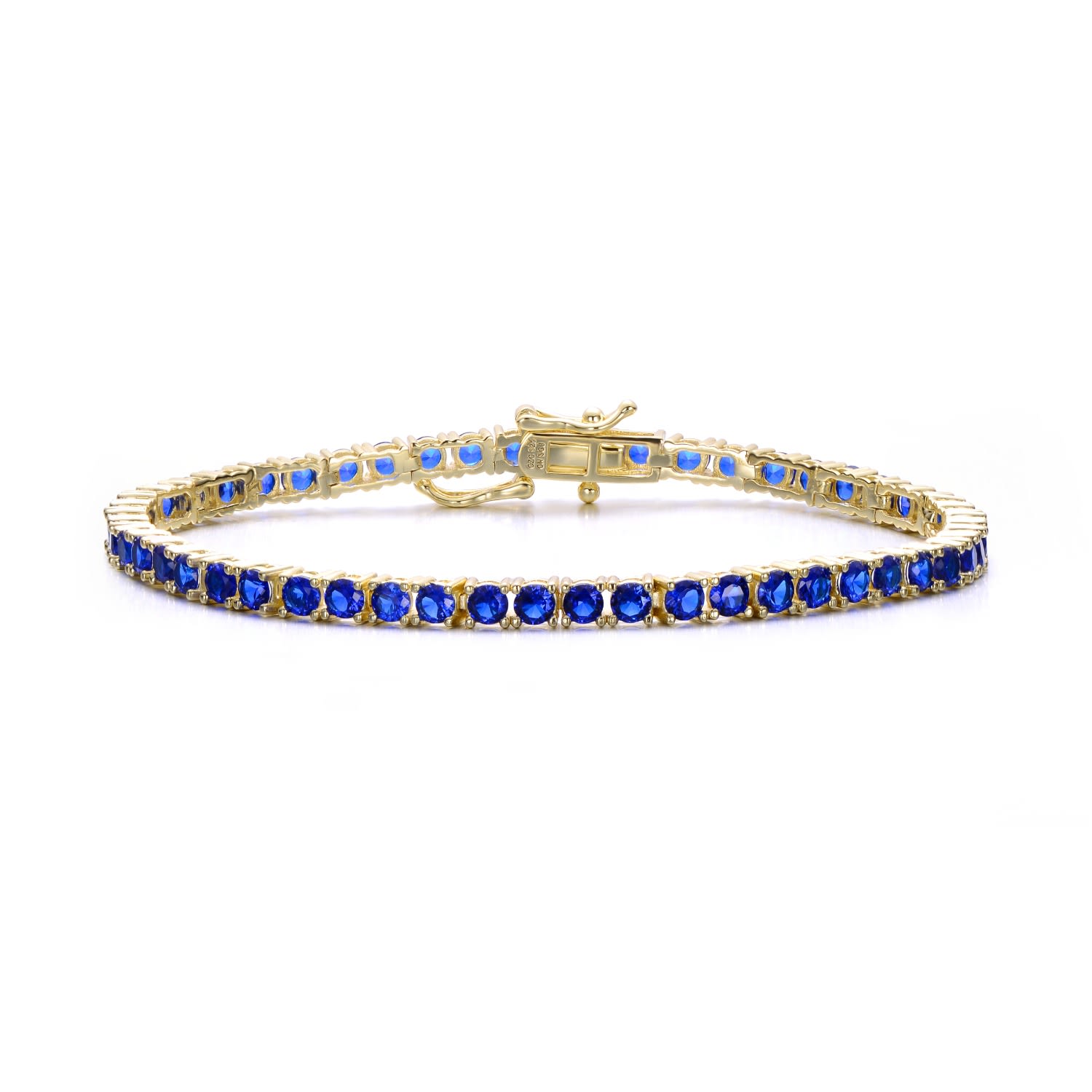 Women’s Blue Sterling Silver 14K Gold Plated Sapphire Cubic Zirconia Tennis Bracelet Genevive Jewelry