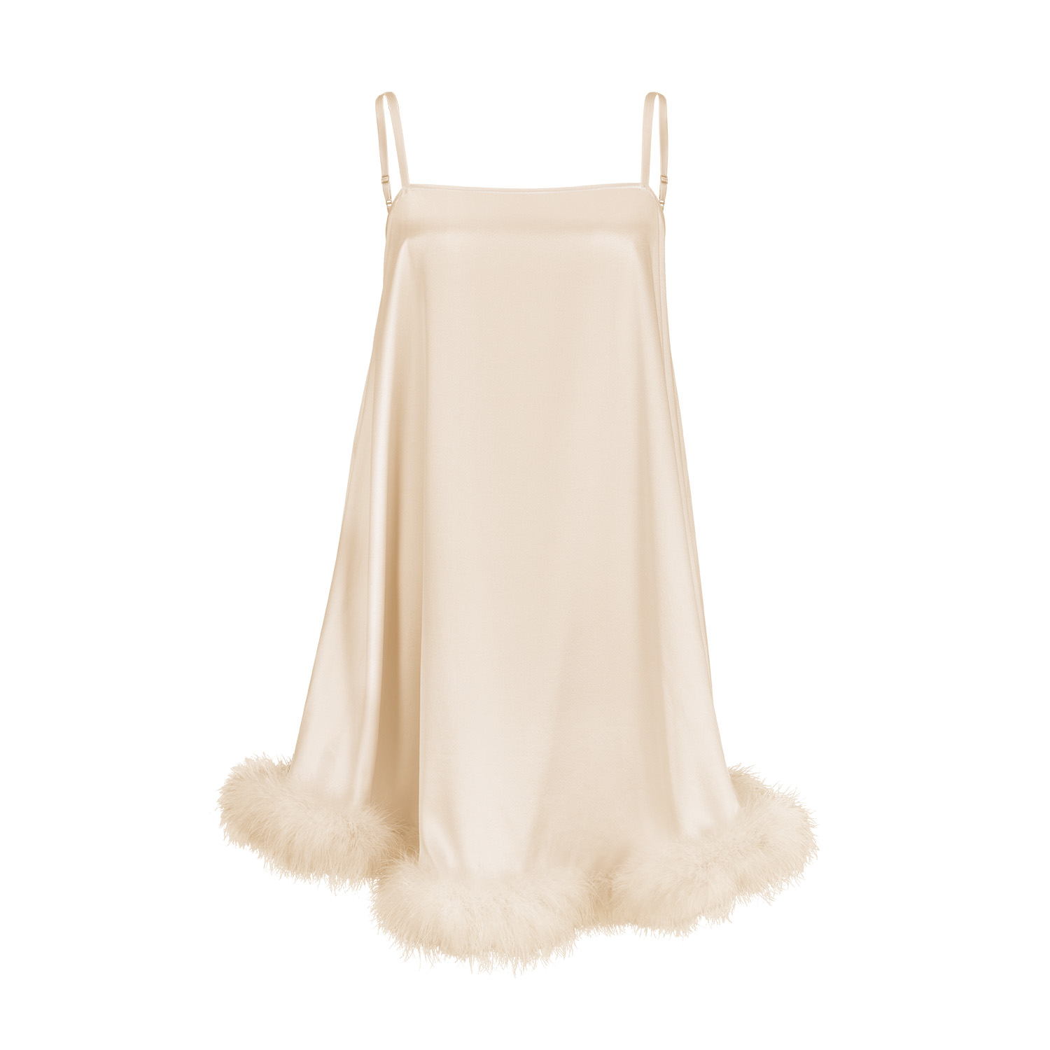 Manito Women's Diva Feather Trimmed Short Slip Dress - Golden Desert In Gold