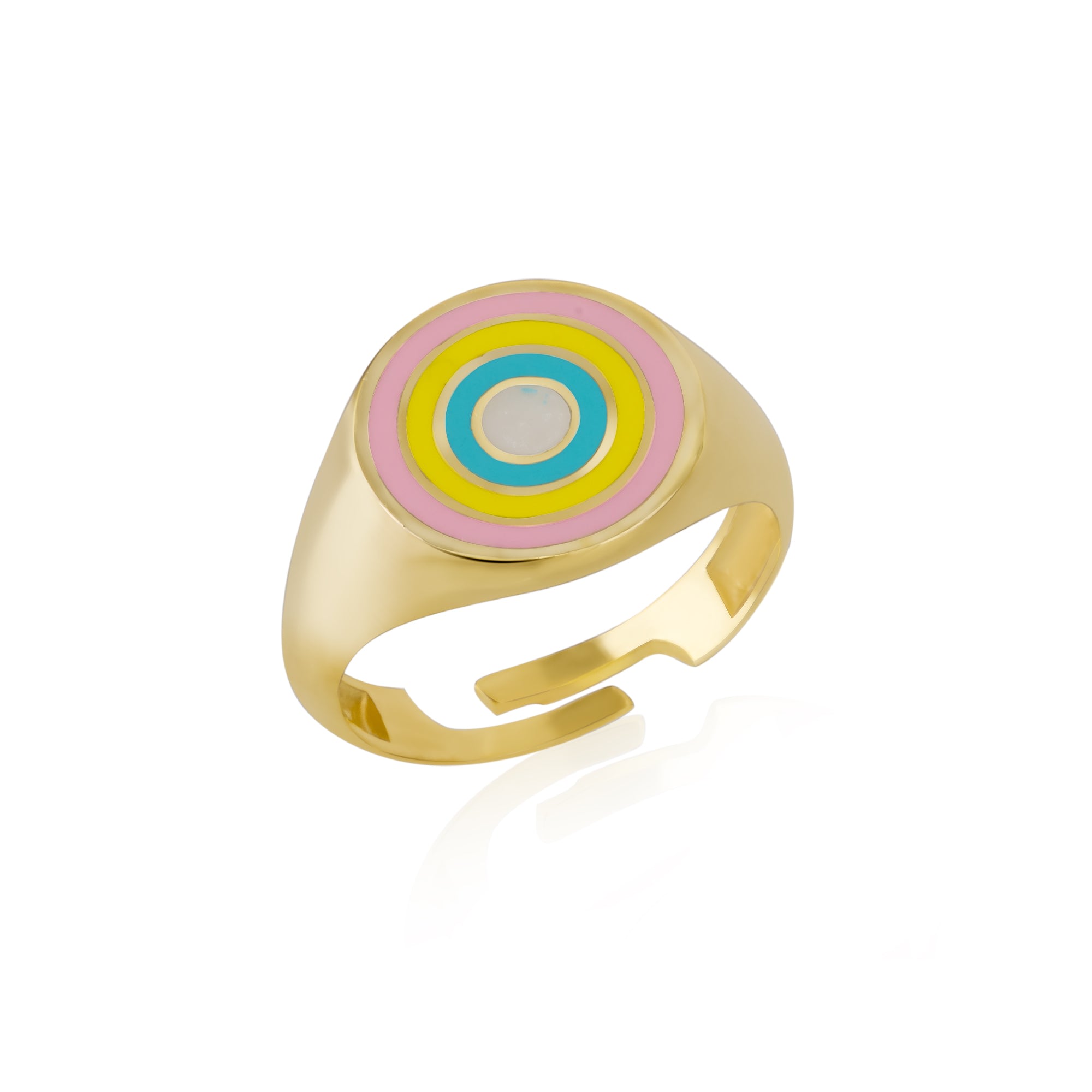 Spero London Women's Gold Enamel Round Sterling Silver Signet Ring In Gold