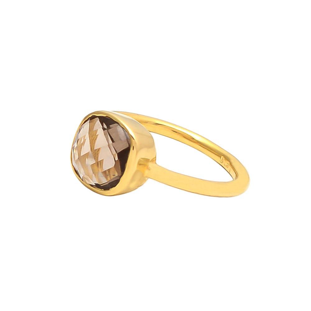 Women’s Gold / Brown Rea Ring Smoky Quartz Somya London