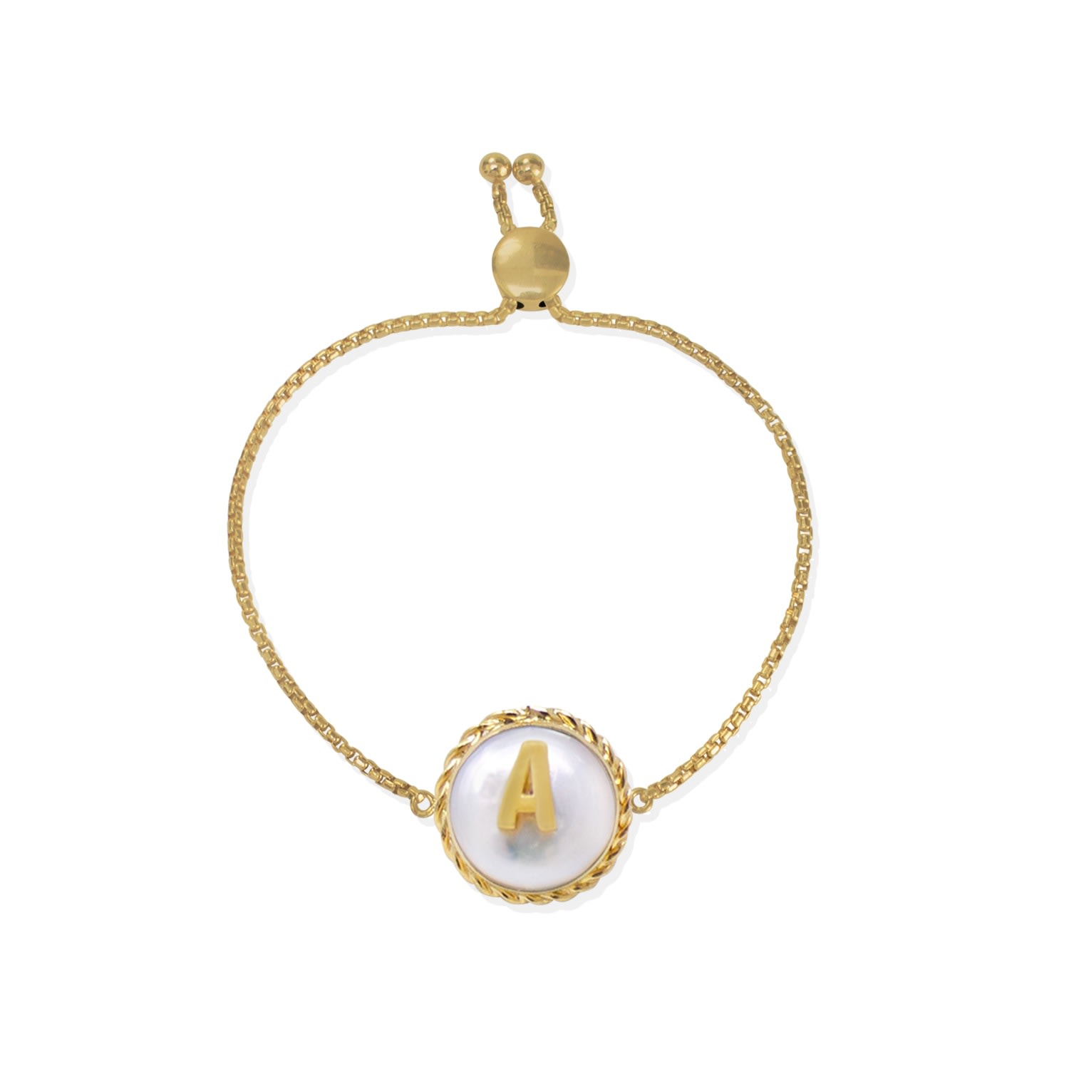 Women’s Gold / White Moonglow Gold-Plated Initial Pearl Bracelet Vintouch Italy