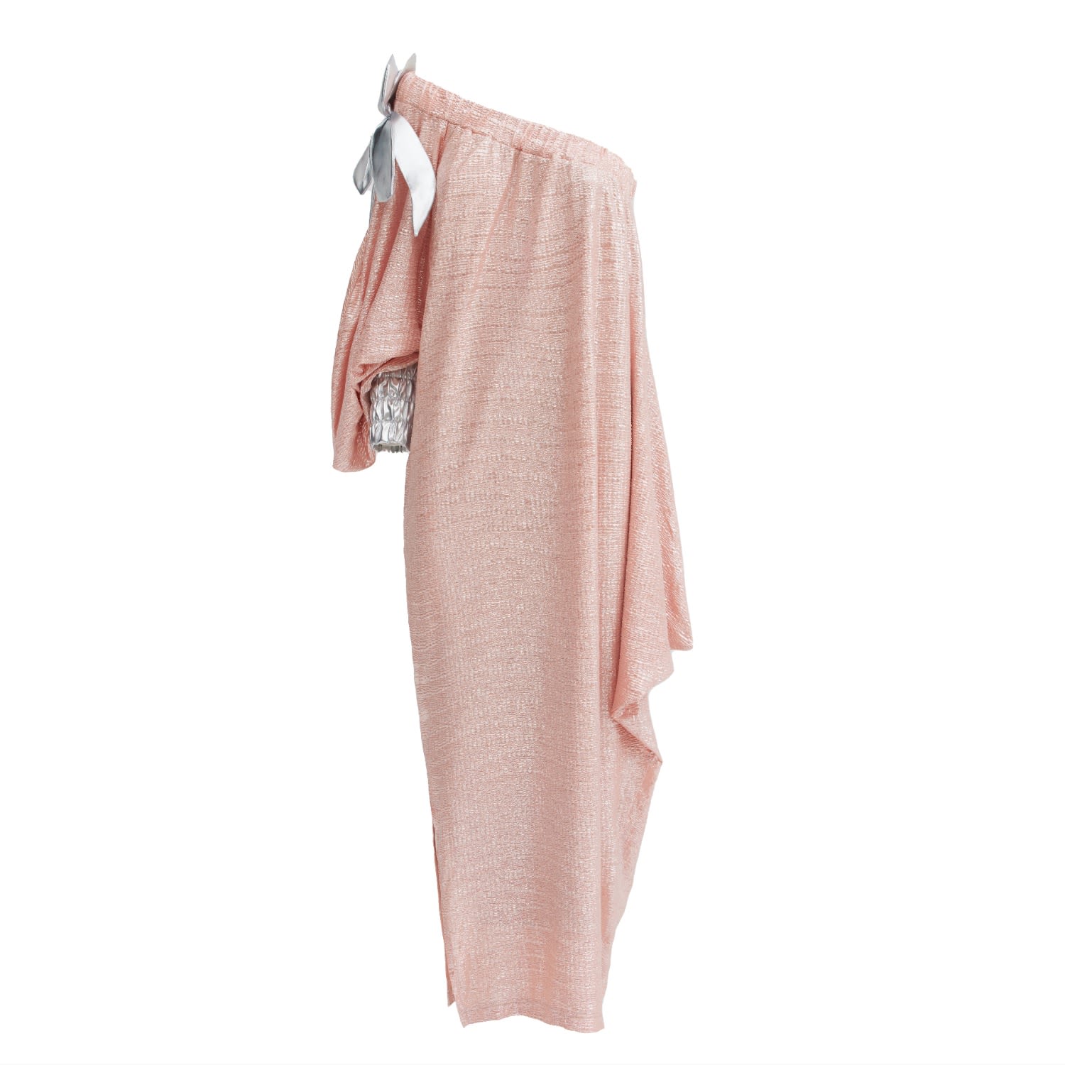 Julia Allert Women's Rose Gold Luxury Elegance One-sleeve Long Dress Rose Silver In Rose Gold