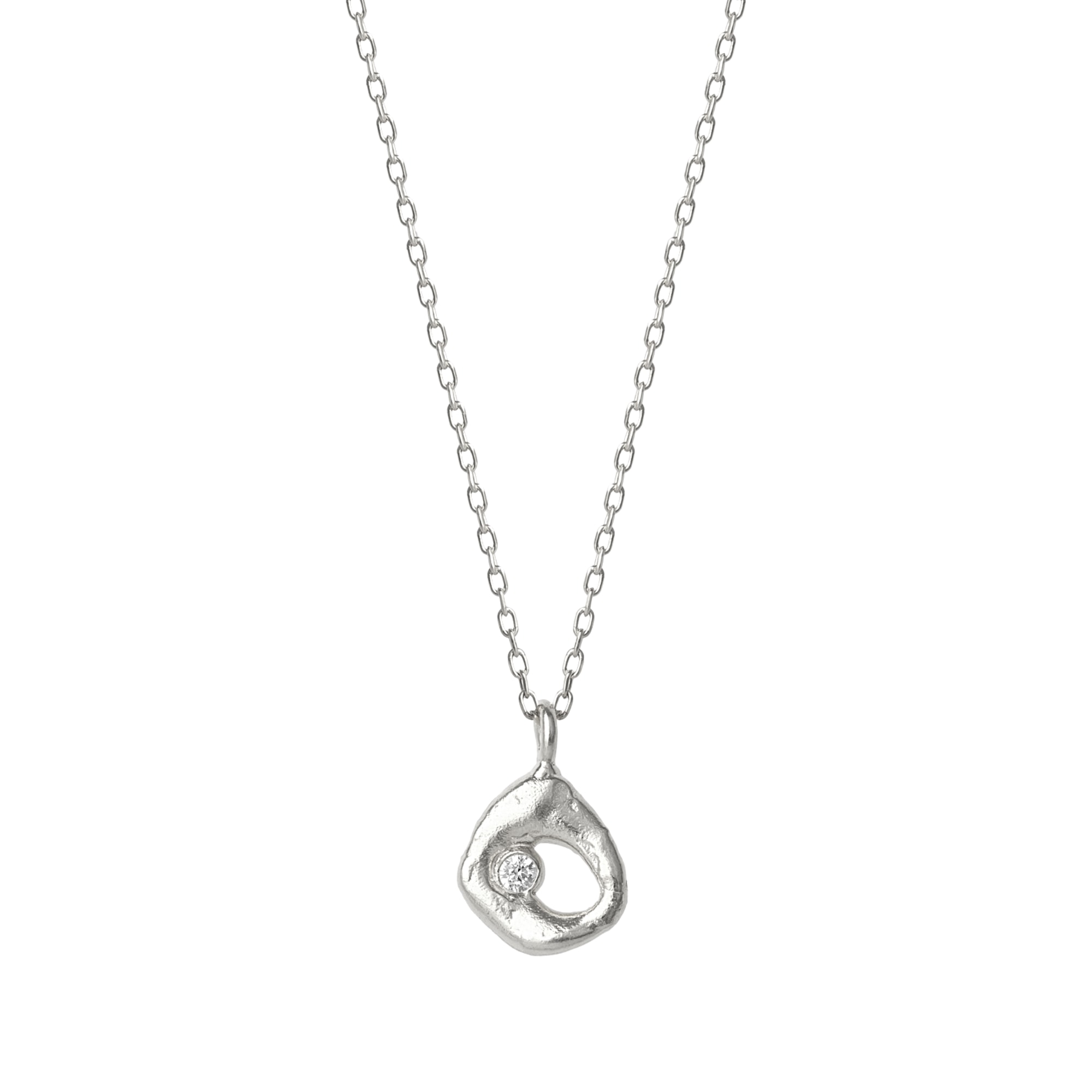 Women’s Dripping Molten Natural Textured Sterling Silver Authentic Pendant Necklace - Silver Spero London