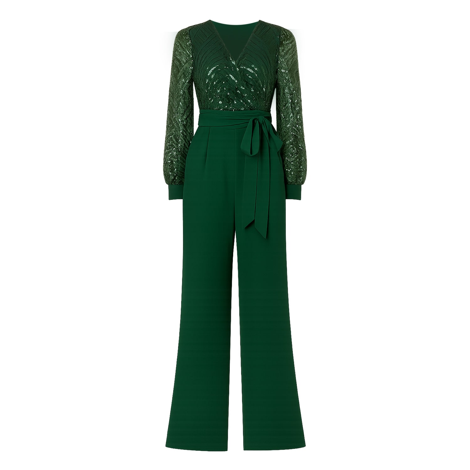 Yumi Women's  Green Sequin Wrap Over Jumpsuit In Green