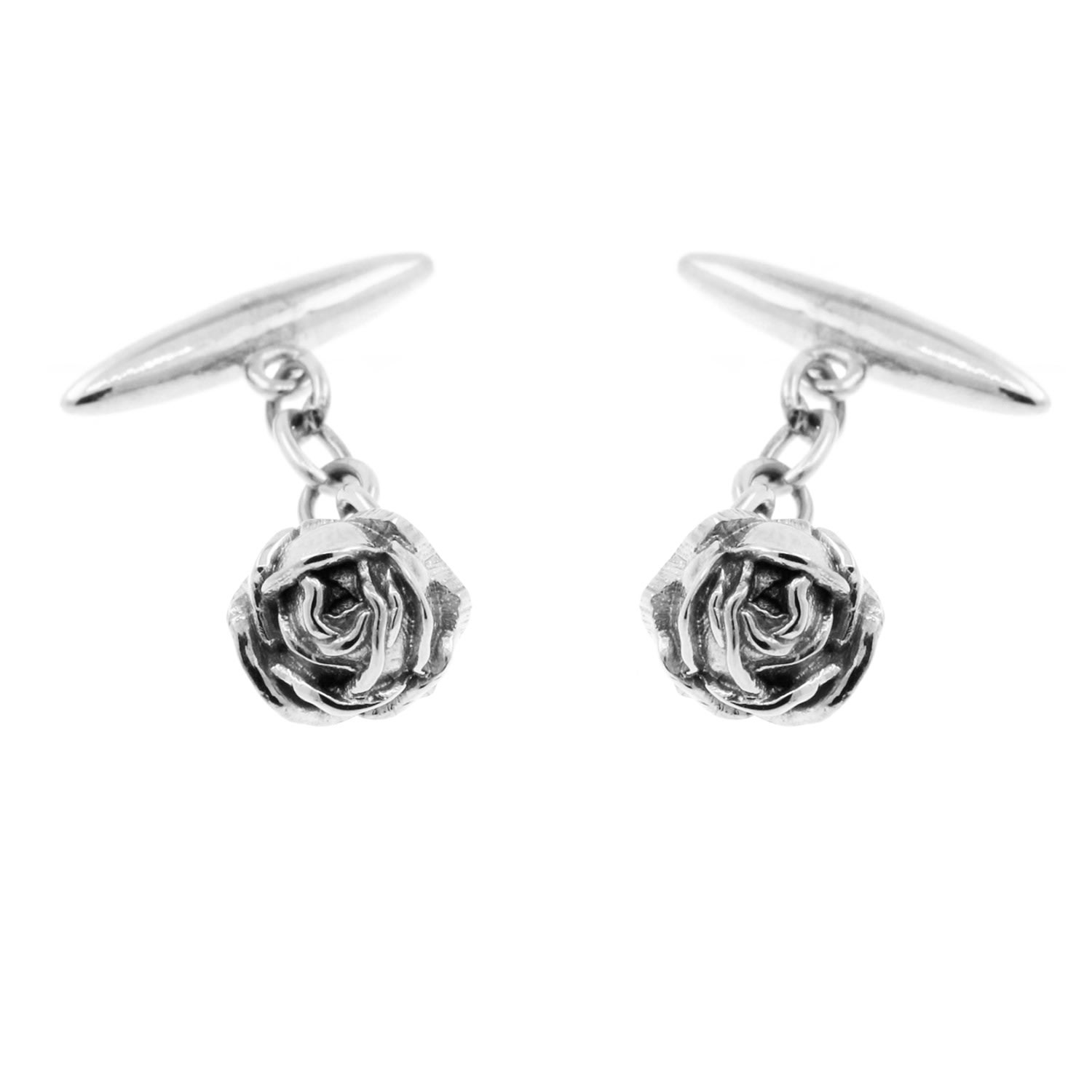 Men's Rose Cufflinks - Silver | Lee Renee