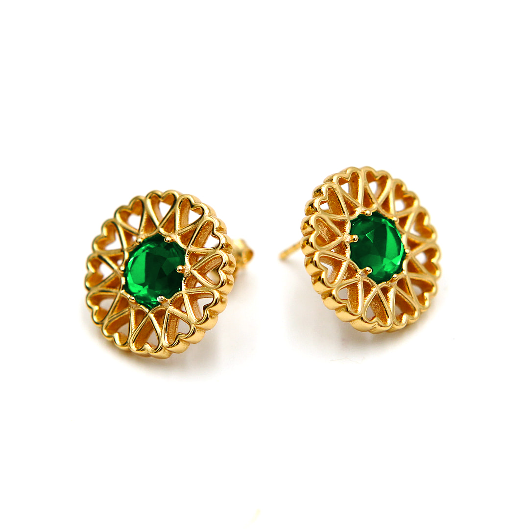 Women’s Amoare Paris Earrings In Gold Vermeil - Emerald Green