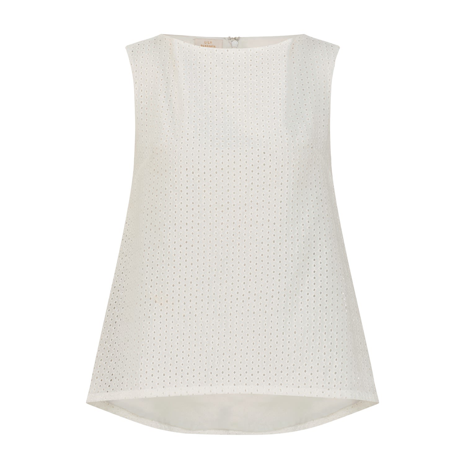 Azzalia Women's Round Eyelet Sleeveless Top - White In White