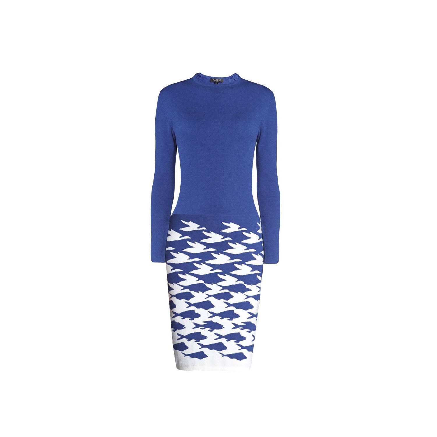 Rumour London Women's Sea & Sky Knitted Jacquard Dress In Azure Blue In Blue