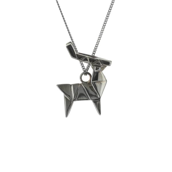 GUCCI WOMEN'S BLACK DEER NECKLACE GUN METAL