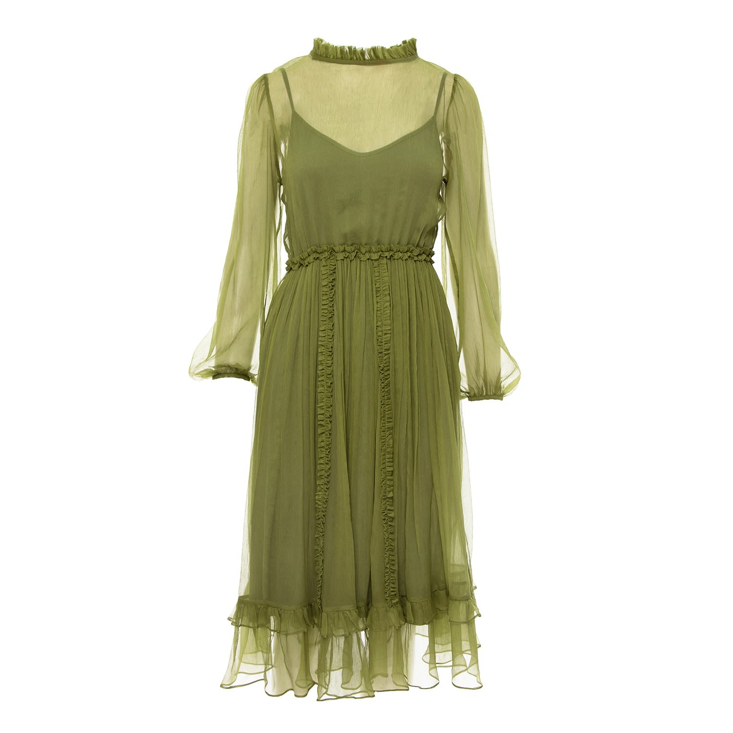 Framboise Women's Darla Midi Green Silk Dress In Green