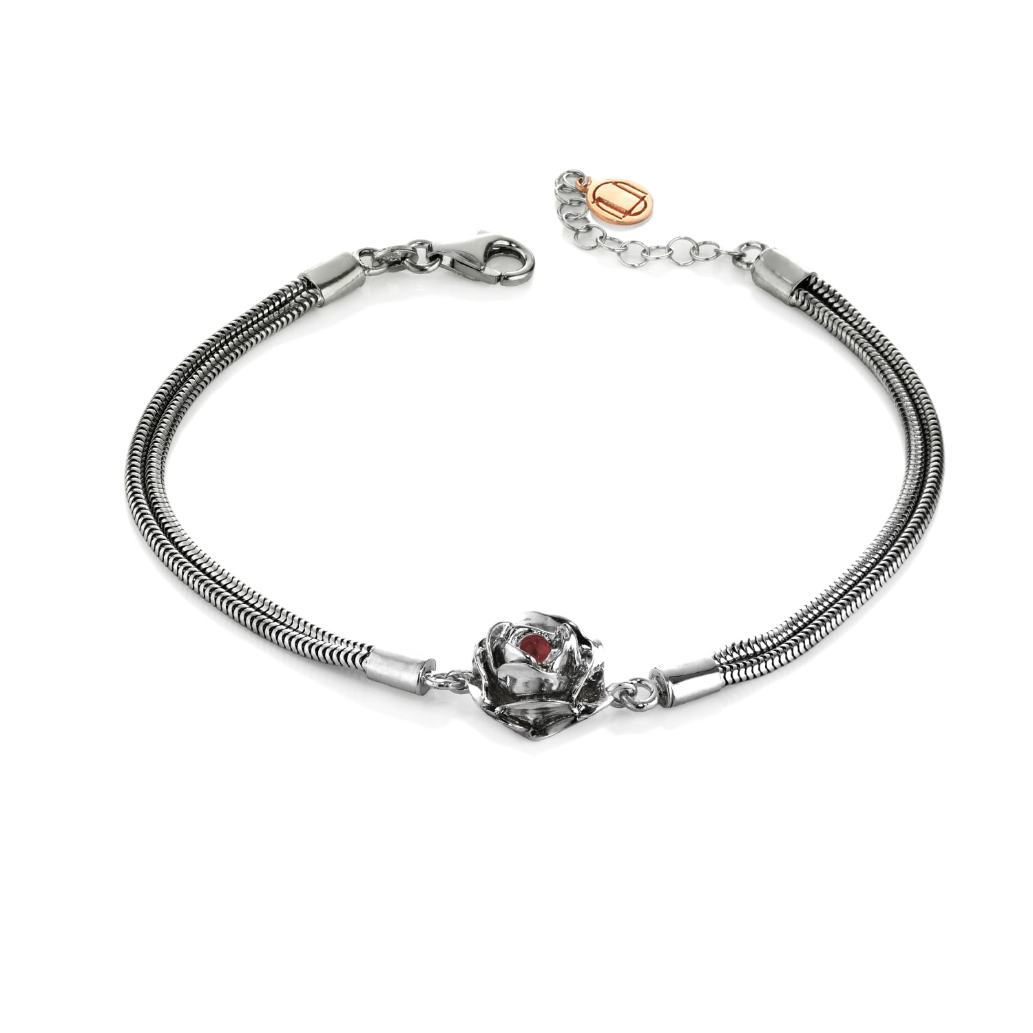 Unaloe Women's Silver / Red Bracelet Blackstar Sterling Silver With Natural Ruby In Multi