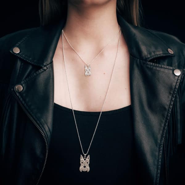 Cartergore Medium Silver Schnauzer Pendant Necklace In Pendant