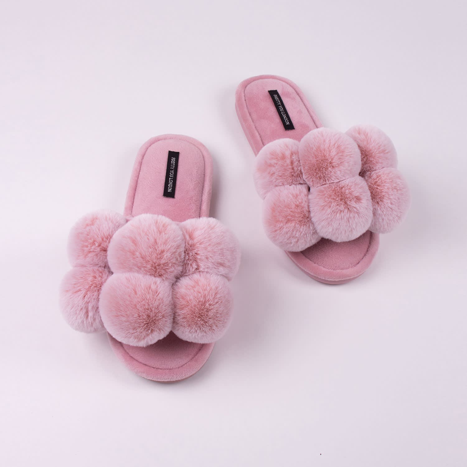 pink pom pom slippers