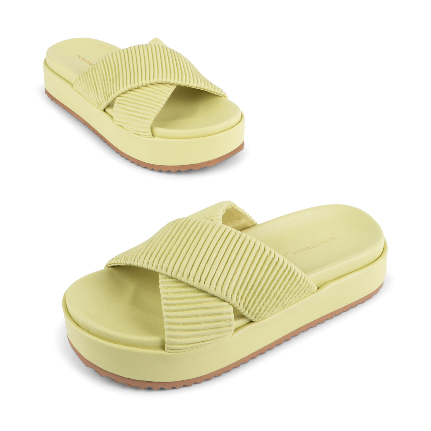Intentionally Blank Sylvie Platform Slide Sandals In Green