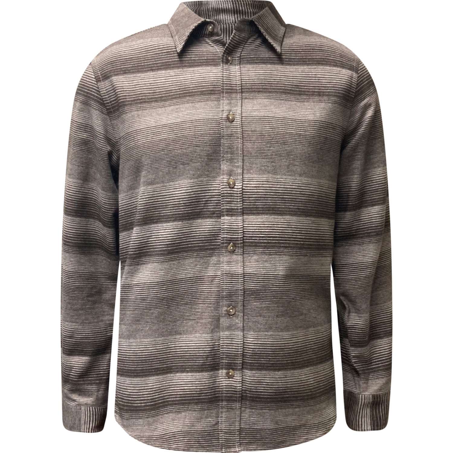 Vustra Men's Grey / Brown Shasta Stripe Button-down Light Flannel Shirt In Grey/brown