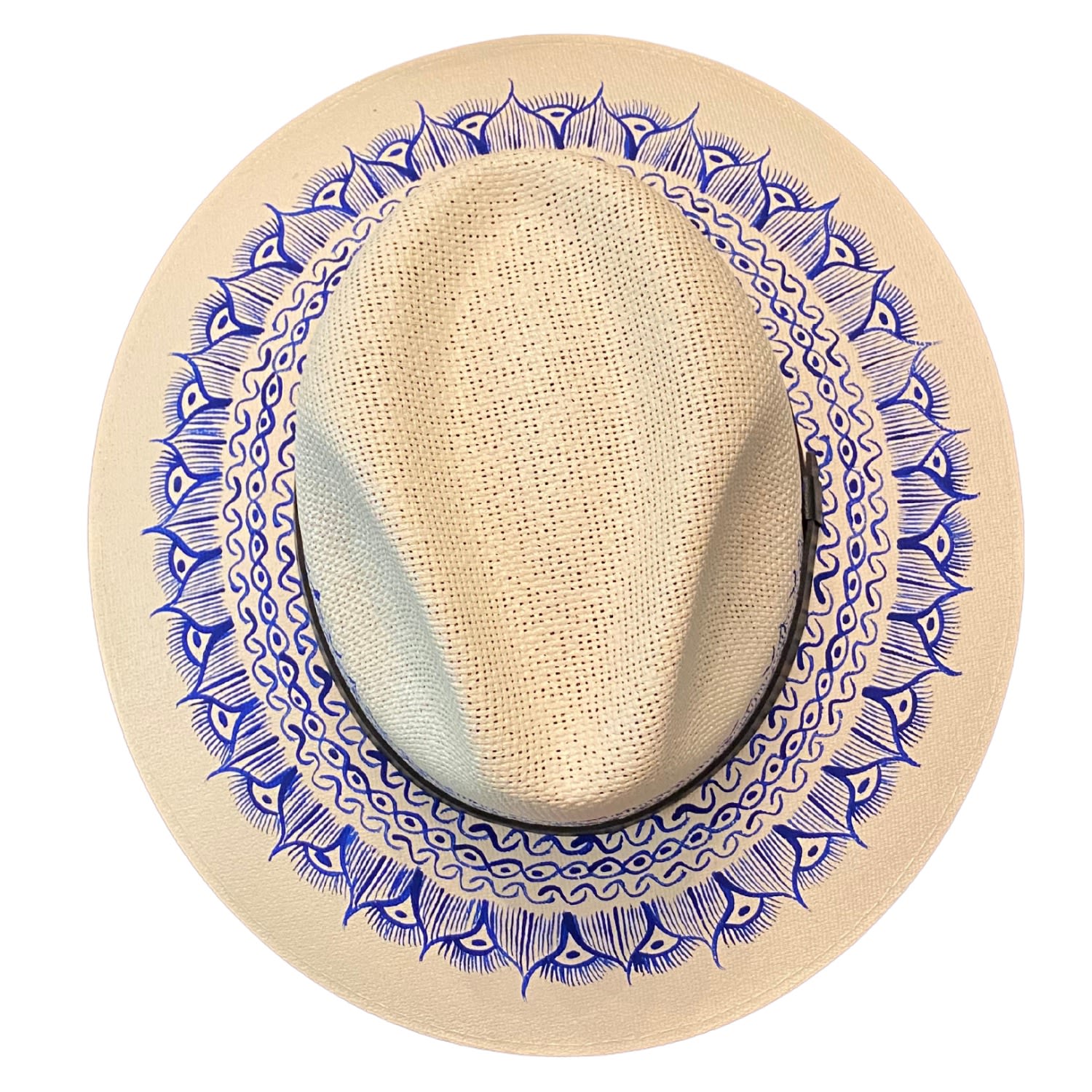 Women’s Hand-Painted Hat From Mexico - Blue Medium Larkin Lane