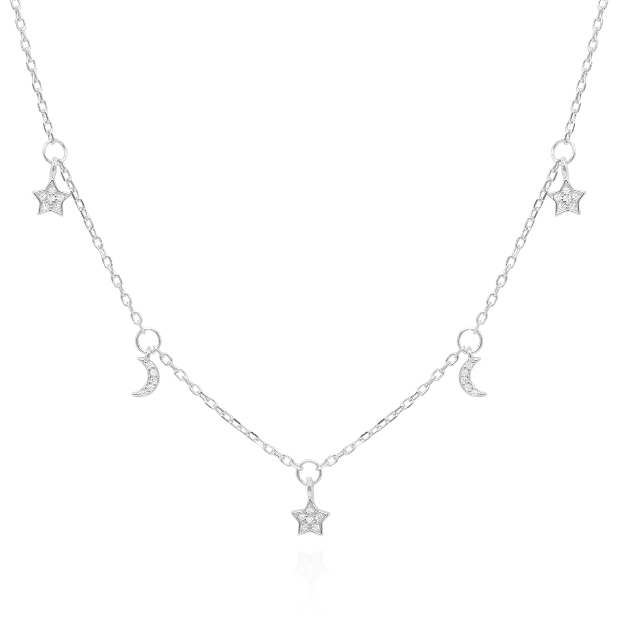 Luna Charles Women's Elsie Star & Moon Charm Necklace In Silver