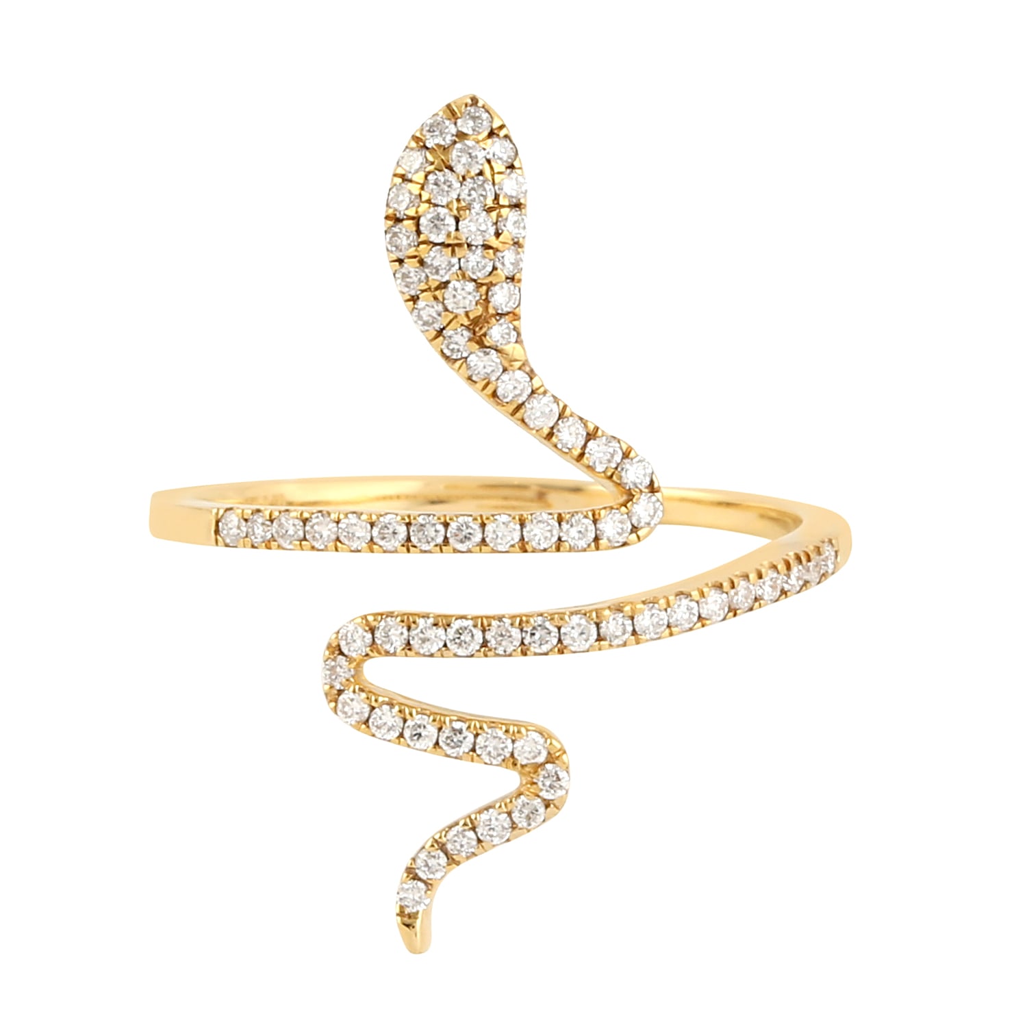Artisan Women's Yellow / Orange / White 18k Yellow Gold Diamond Wrap Snake Ring