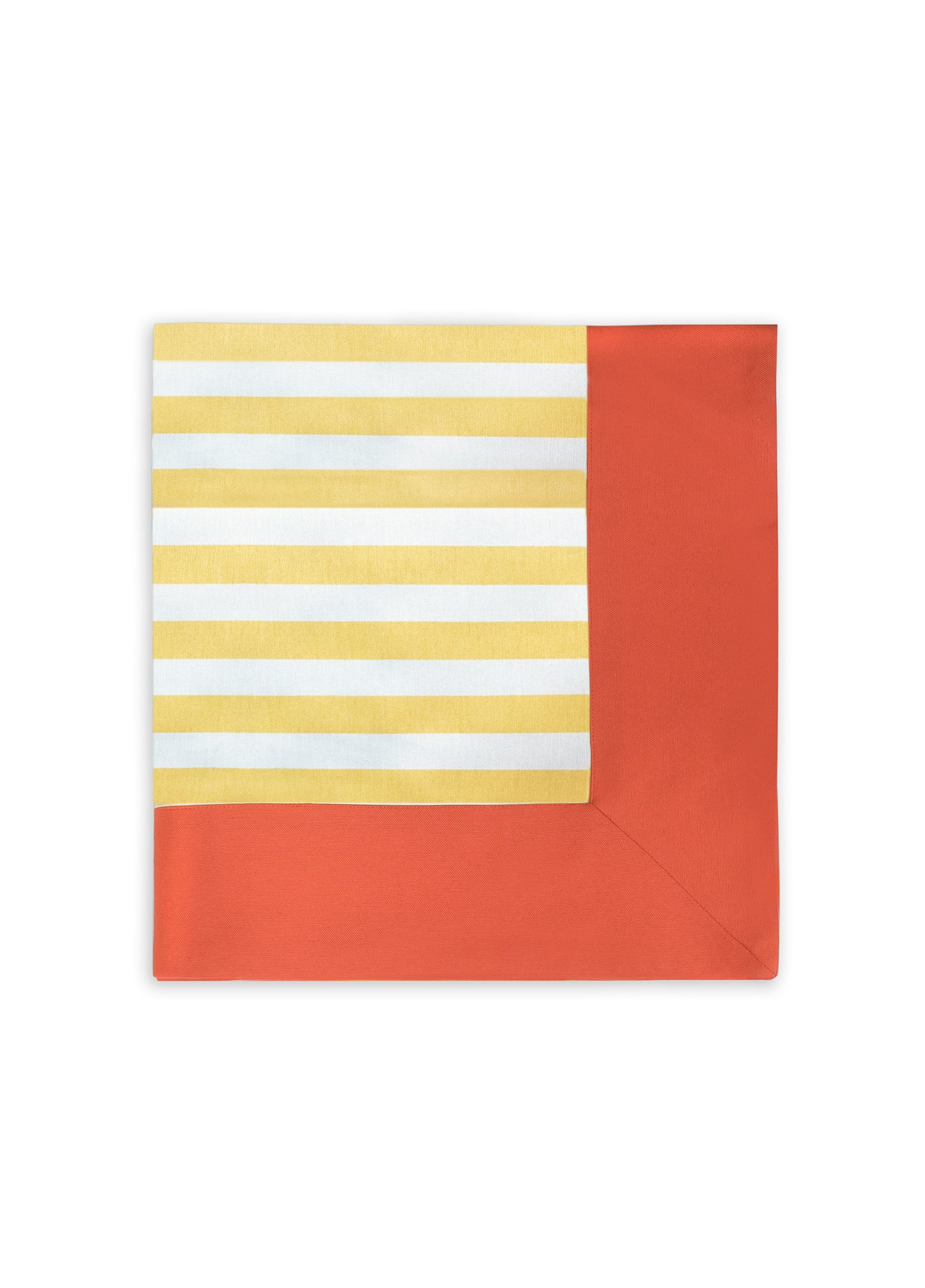 Roumélie Orientale Gala Stripe Series - Yellow Striped Tablecloth With Orange Border In Orange