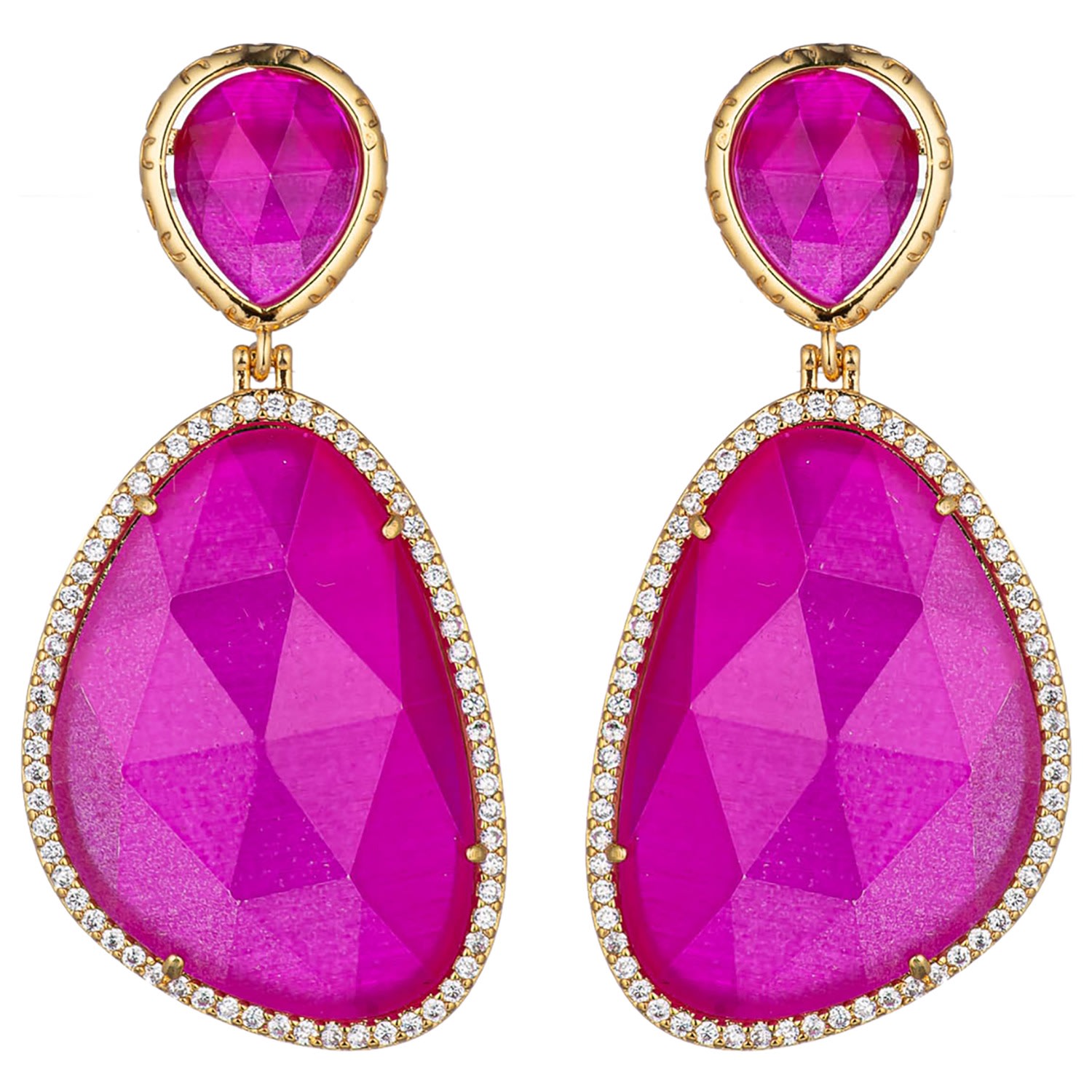 Eye Candy La Women's Pink / Purple Anya Purple Drop Earrings In Gold
