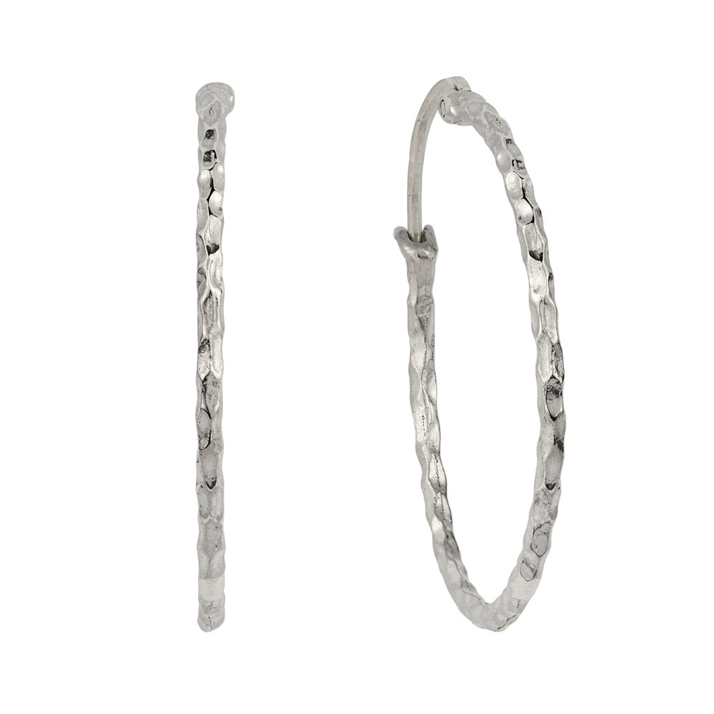 Women’s Jodhpur Silver Hammered Hoop Earrings Charlotte’s Web Jewellery