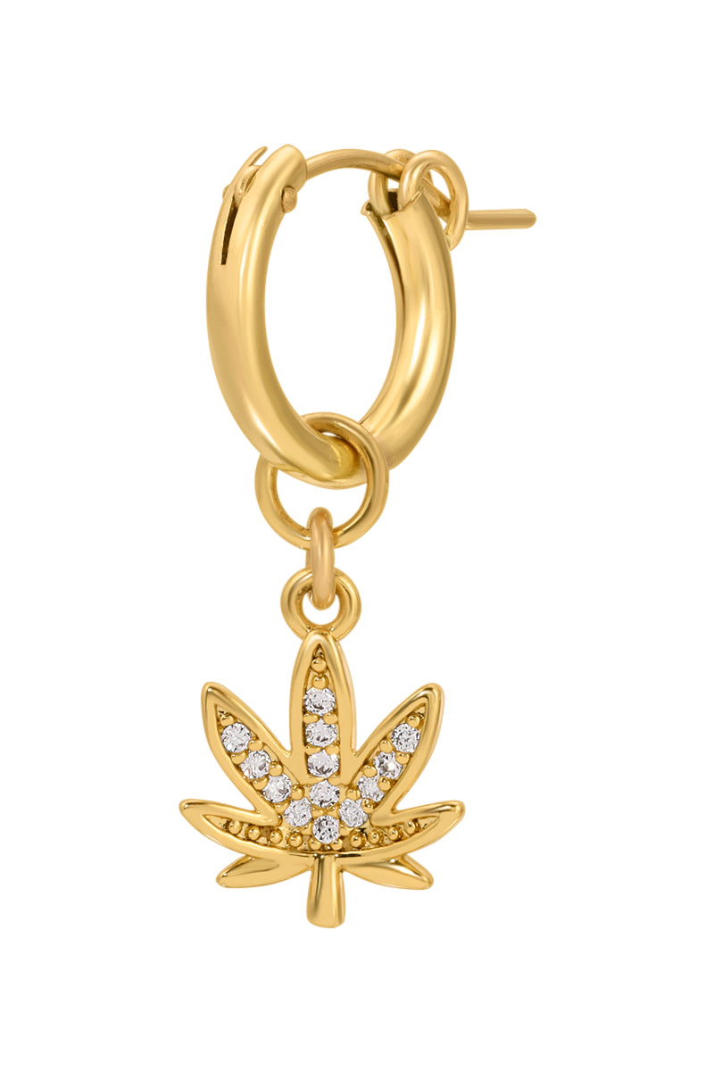 Women’s Gold Best Bud Marijuana Leaf Charm Earring Naiia