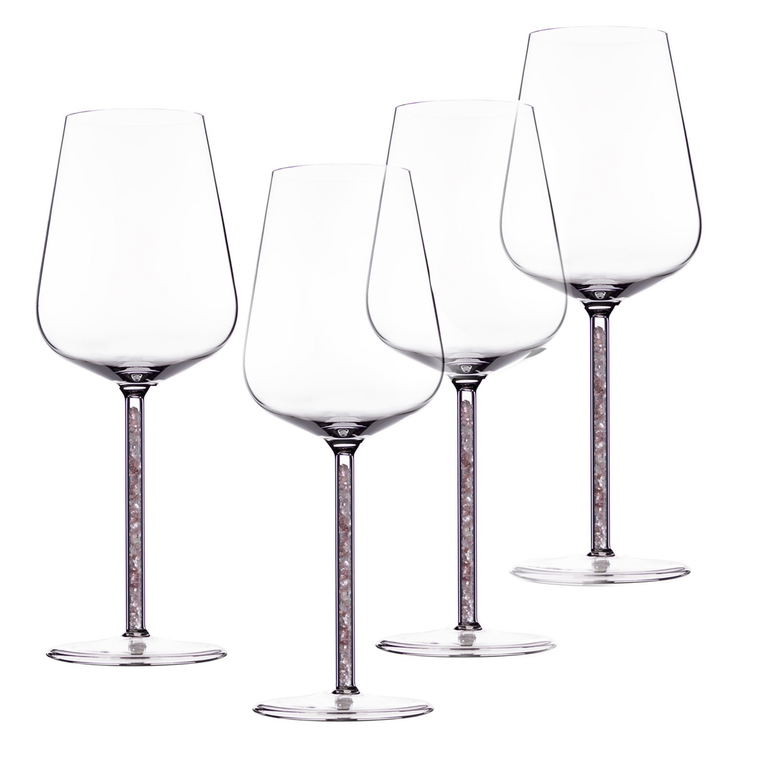 Rose Quartz Crystal Stemmed Wine Glasses - Four Piece