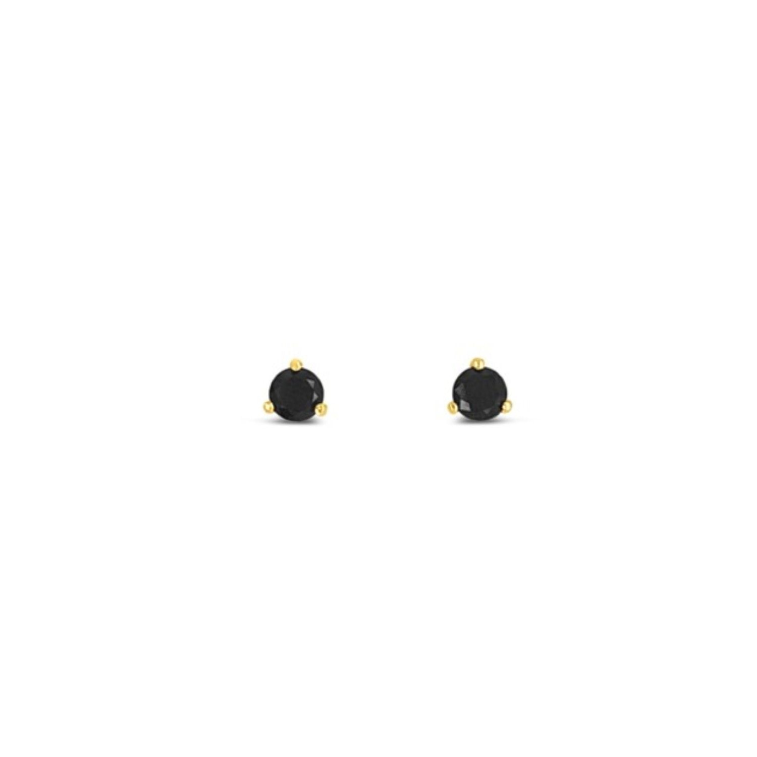 Lutiro Women's Three Prong Martini Four Mm  Black Studs - 10k Gold
