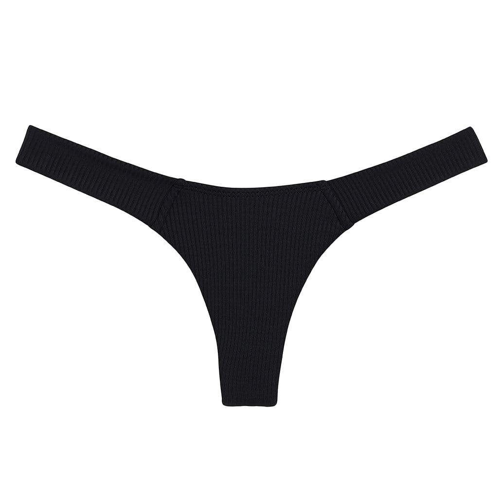 Montce Swim Women's Black Rib Added Coverage Uno Bikini Bottom In Black