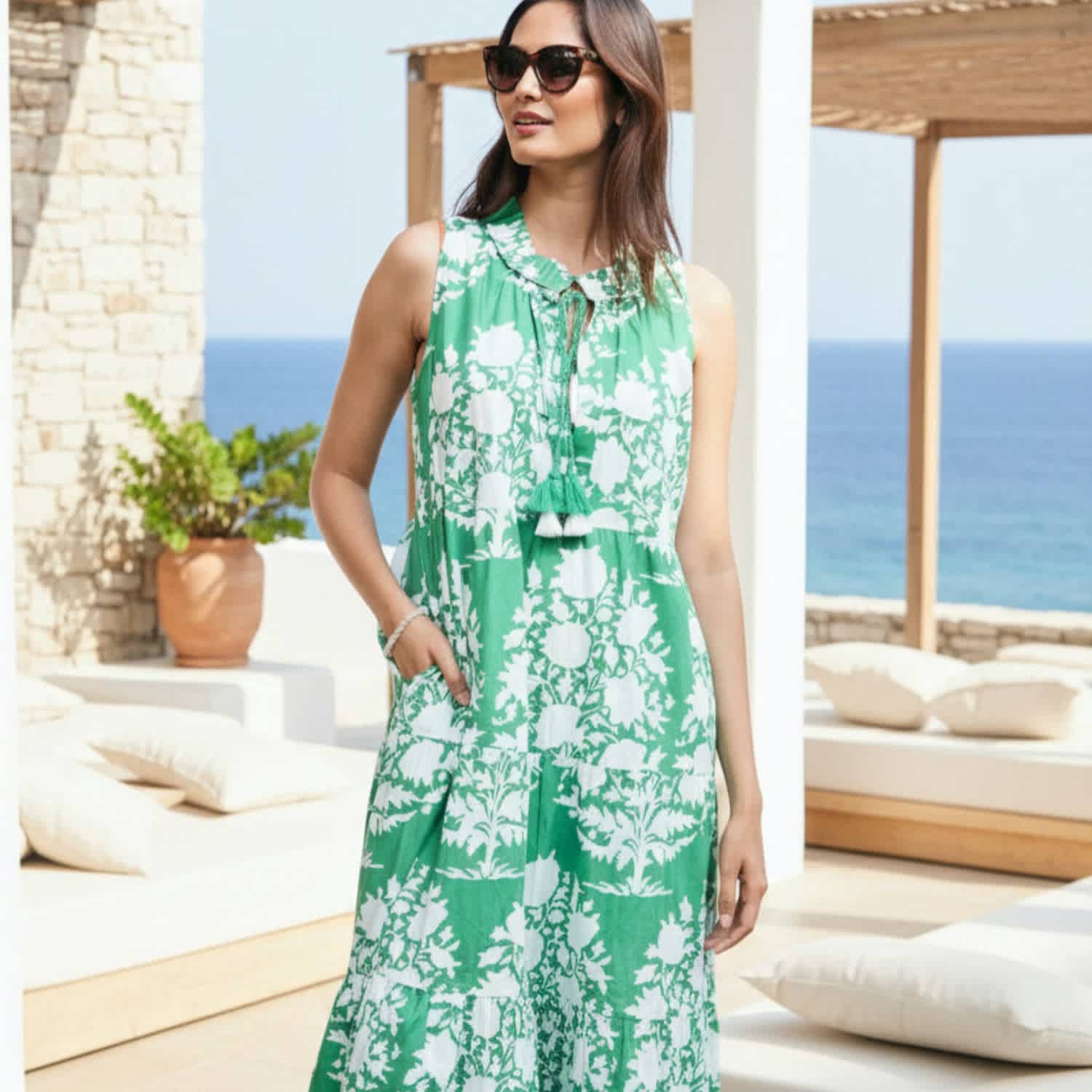 slim fit dress slacks Matching Floral Cotton Dresses for Mom & Me Button-Down Smocked Floral main image 1