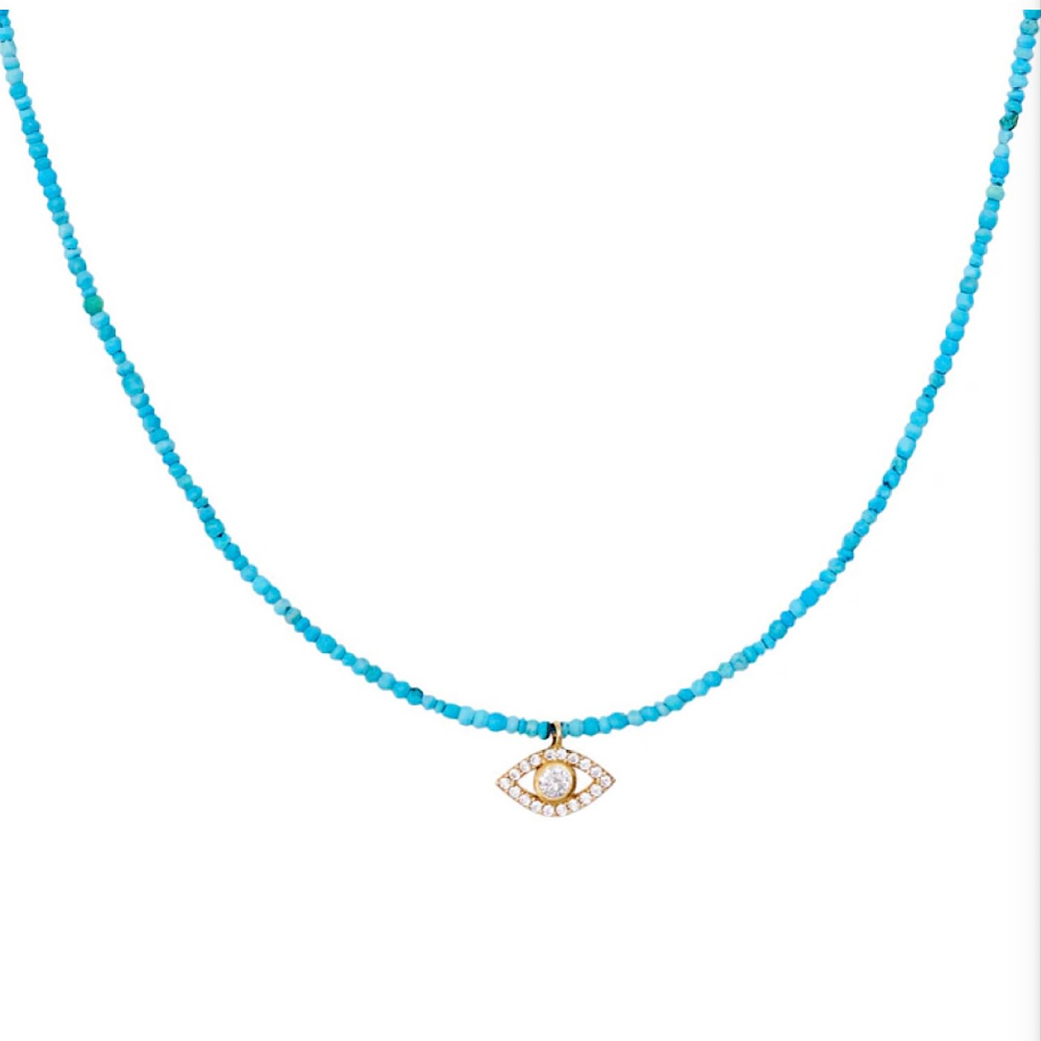 Women’s Gold Turquoise Beaded Evil Eye Charm Pendant Necklace Selen Jewels