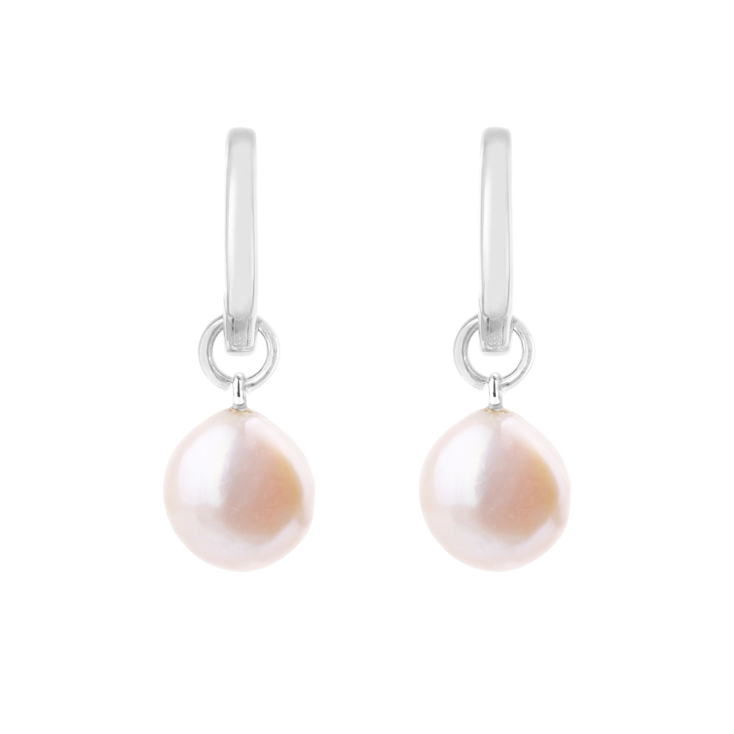 Zohreh V. Jewellery Women's Baroque Pearl Hoop Earrings Sterling Silver In Silver
