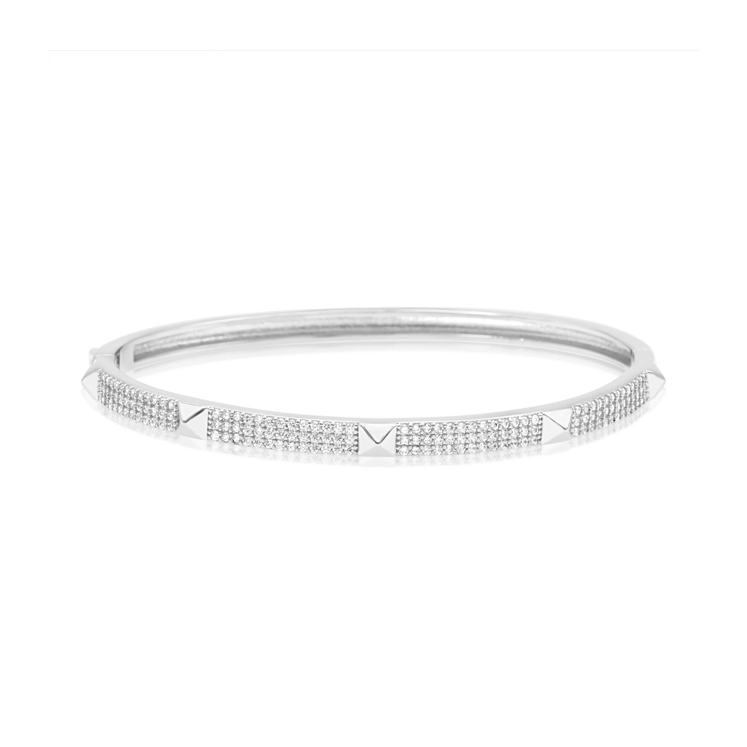 Shymi Women's Pave Studded 3 Row Bangle - Silver