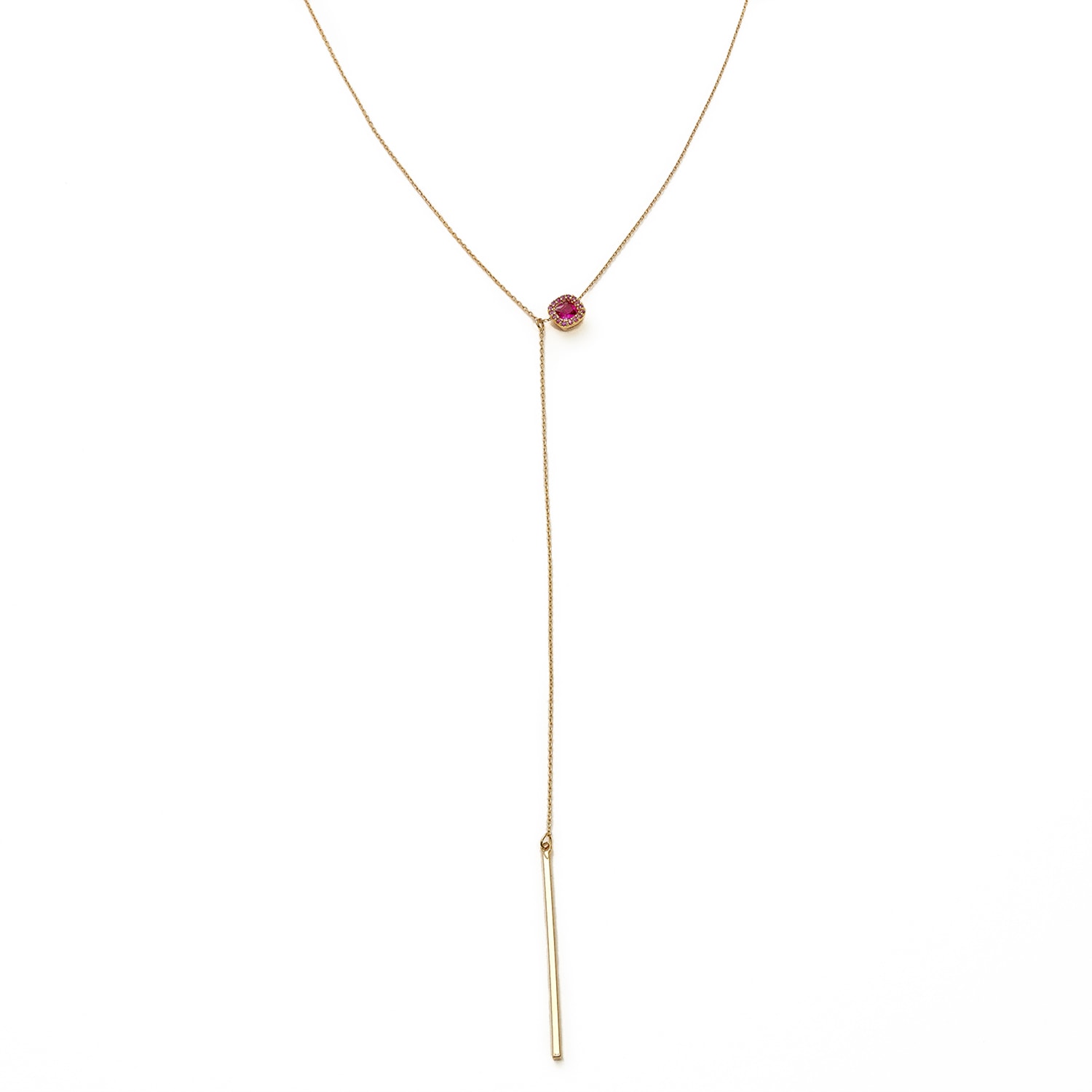 Shabella Nyc Women's Red Ruby Lariat Necklace