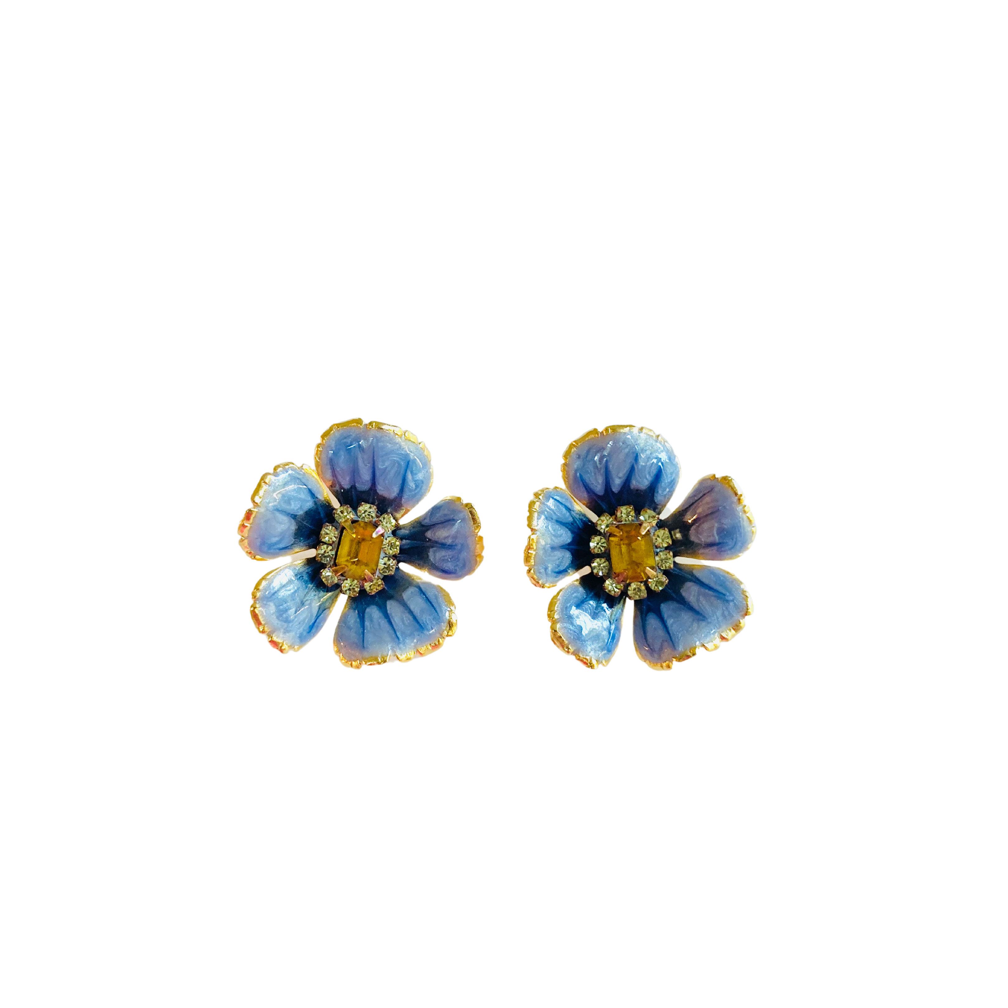 The Pink Reef Women's Hand-painted Small Floral In Blue Pearl Gem